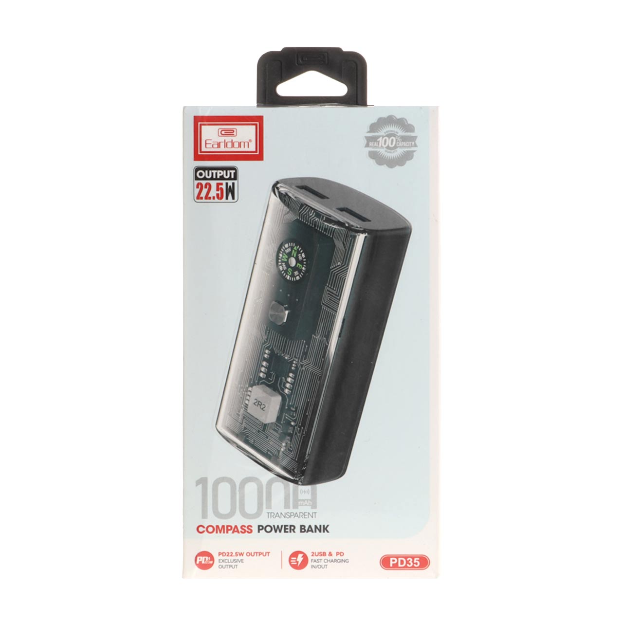 پاوربانک 22.5 وات 10000 میلی آمپر PD و فست شارژ Earldom مدل PD35 - مشکی
