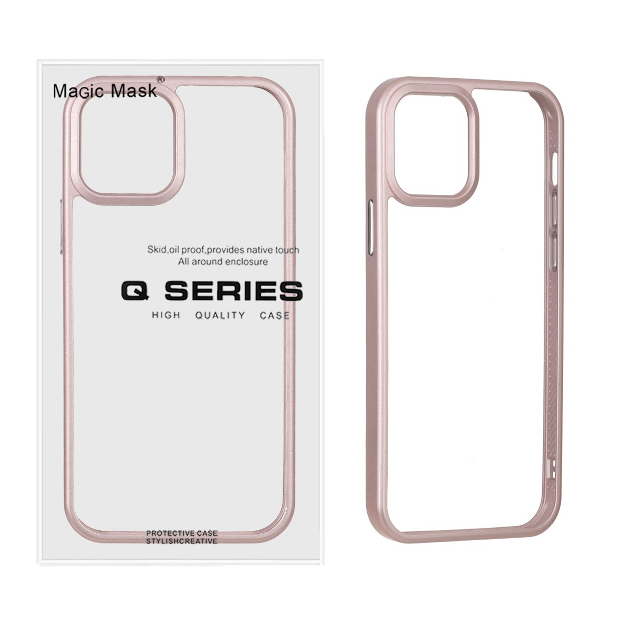قاب اورجینال Q Series شفاف Ice صورتی مناسب برای آیفون 13 و آیفون 14