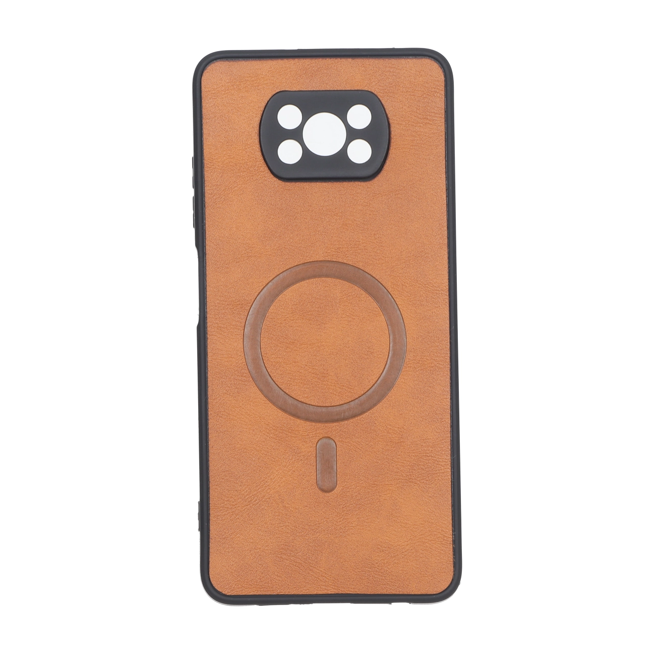 قاب چرمی طرح مگ سیف محافظ لنزدار Xiaomi Poco X3 / Poco X3 Pro / Poco X3 NFC - قهوه ای