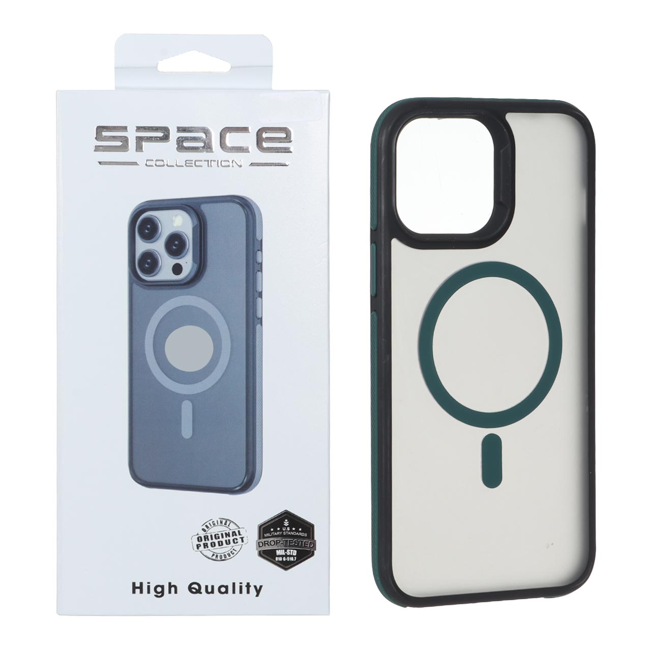 قاب Space مات مگ سیف دور هاشور سبز مناسب برای آیفون 12 پرو مکس