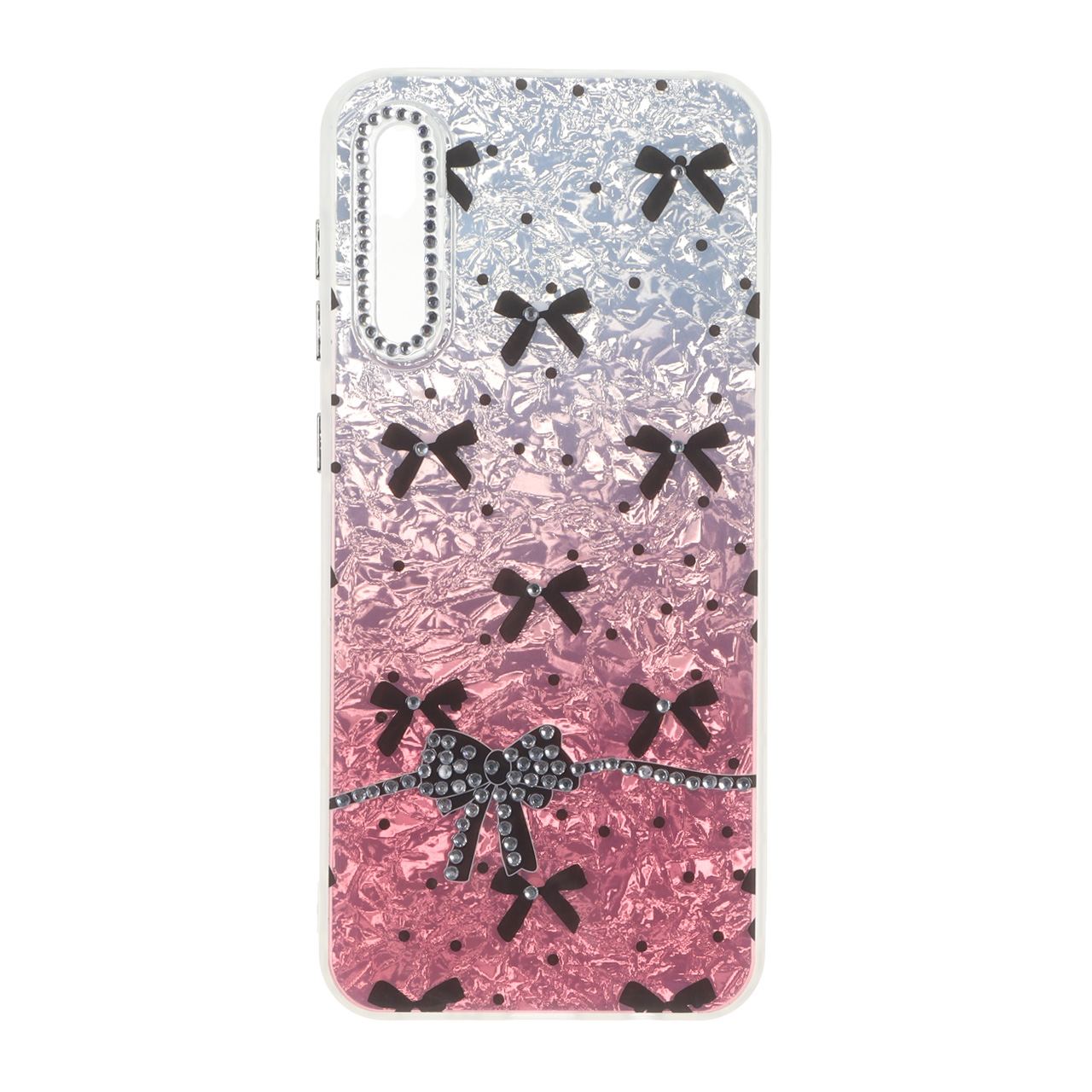 قاب ice پاپیونی نگین دار دور مات Samsung Galaxy A50 / A50s / A30s - صورتی