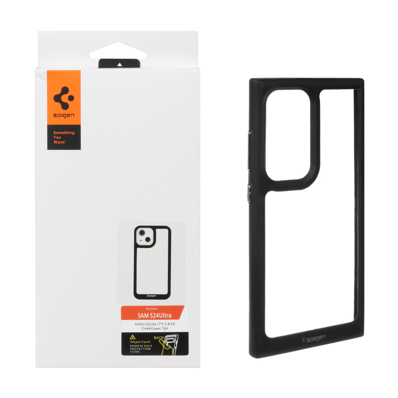 قاب اورجینال Spigen مدل شفاف مشکی مناسب برای سامسونگ گلکسی S24 اولترا