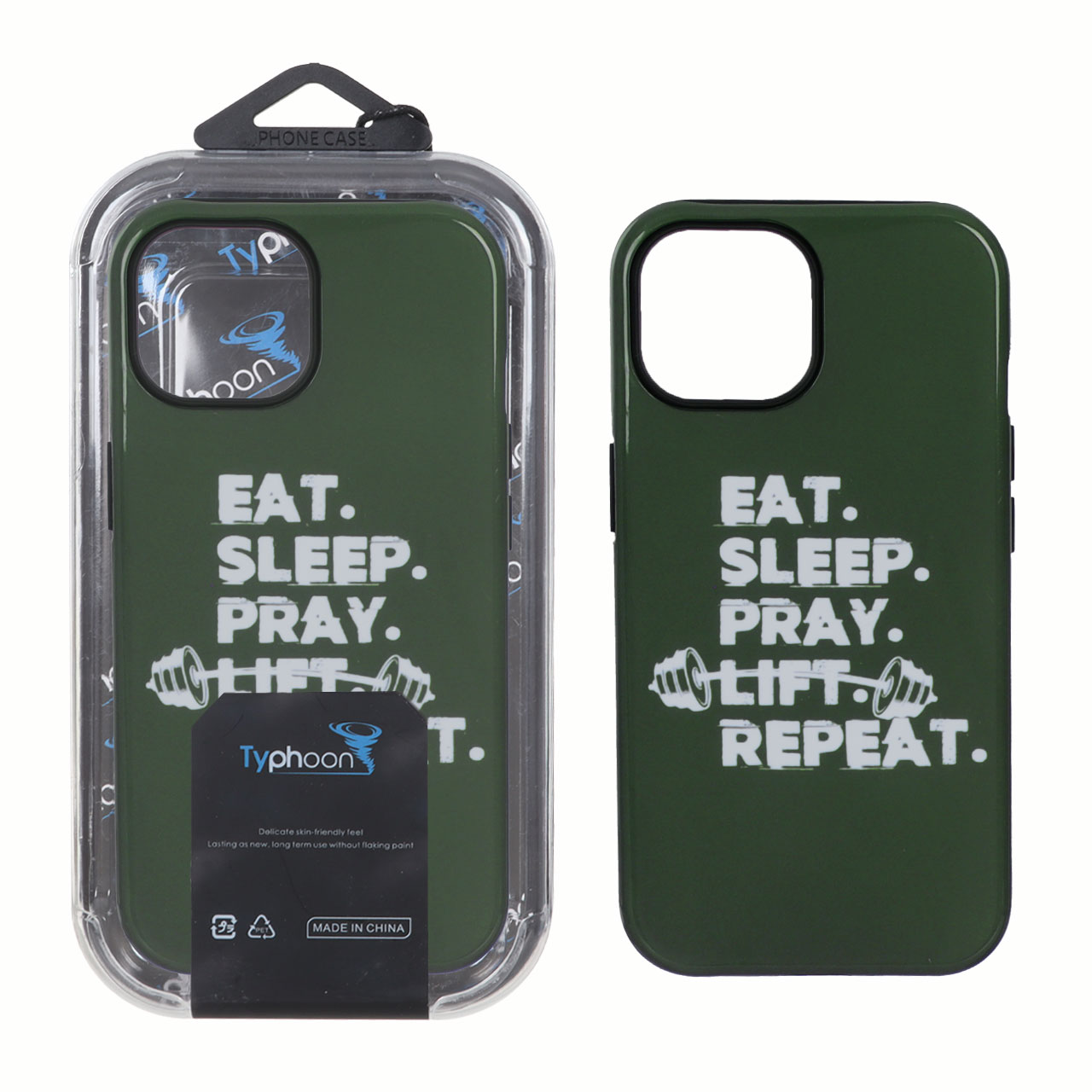 قاب طرح بدنسازی دو لایه با شعار Eat Sleep Pray Lift Repeat مناسب برای آیفون 15، آیفون 14 و آیفون 13