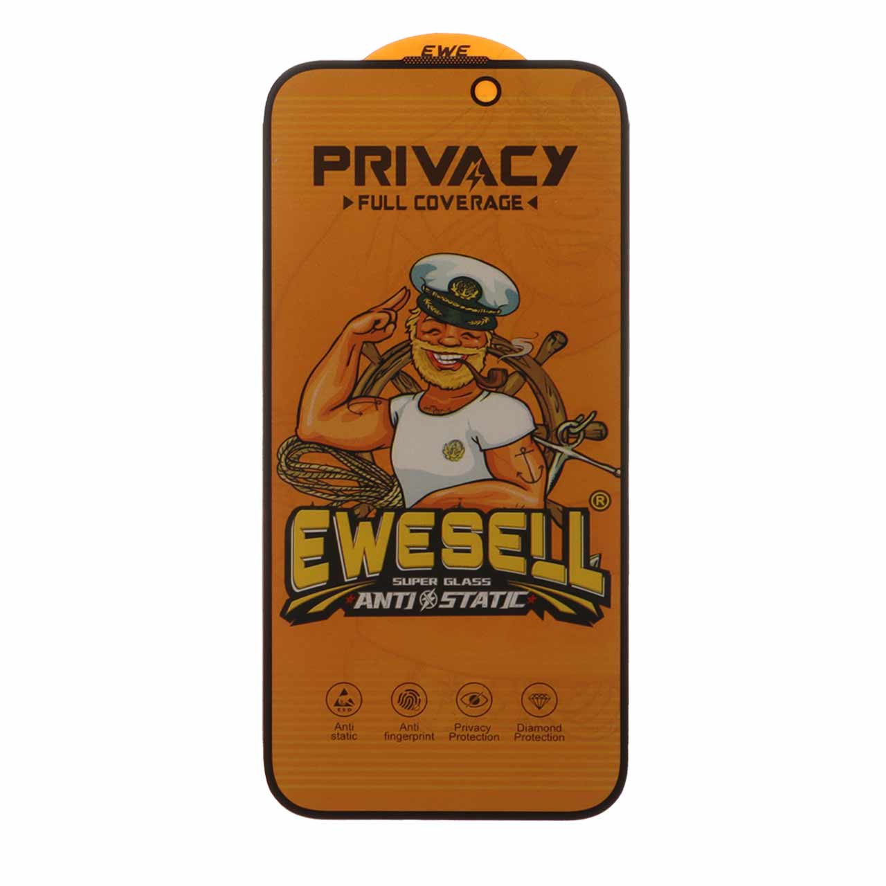 محافظ صفحه نمایش شیشه ای Full Cover Ewesell Anti Static Privacy مدل Apple iPhone 15 Pro