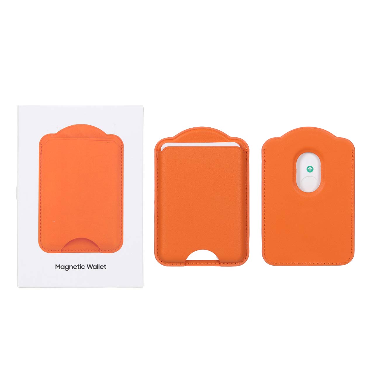جاکارتی چرمی مگ سیف Magnetic Wallet اپل رنگ نارنجی (پک دار)