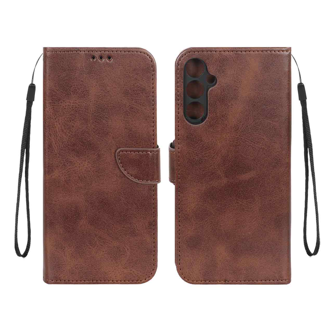کیف چرمی موبایل مگنتی محافظ لنزدار مناسب برای Samsung Galaxy A34 - قهوه ای