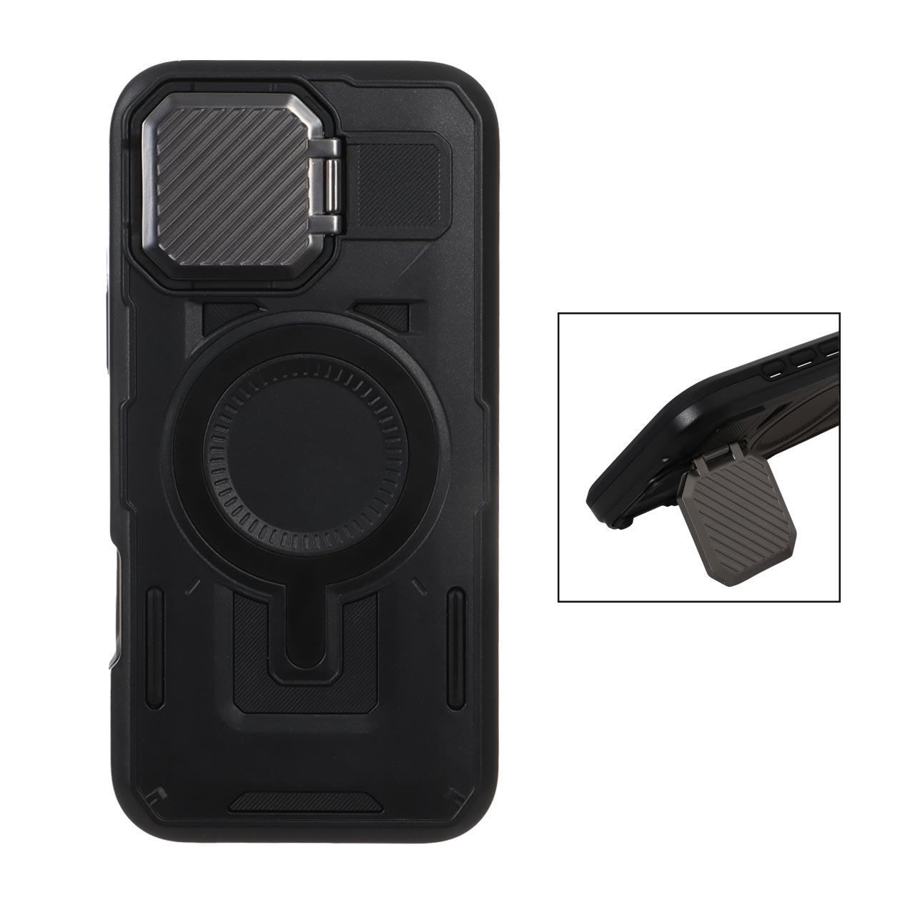 قاب طرح Defender پشت سخت محافظ لنزدار فلزی مناسب برای آیفون 16 پرو مکس