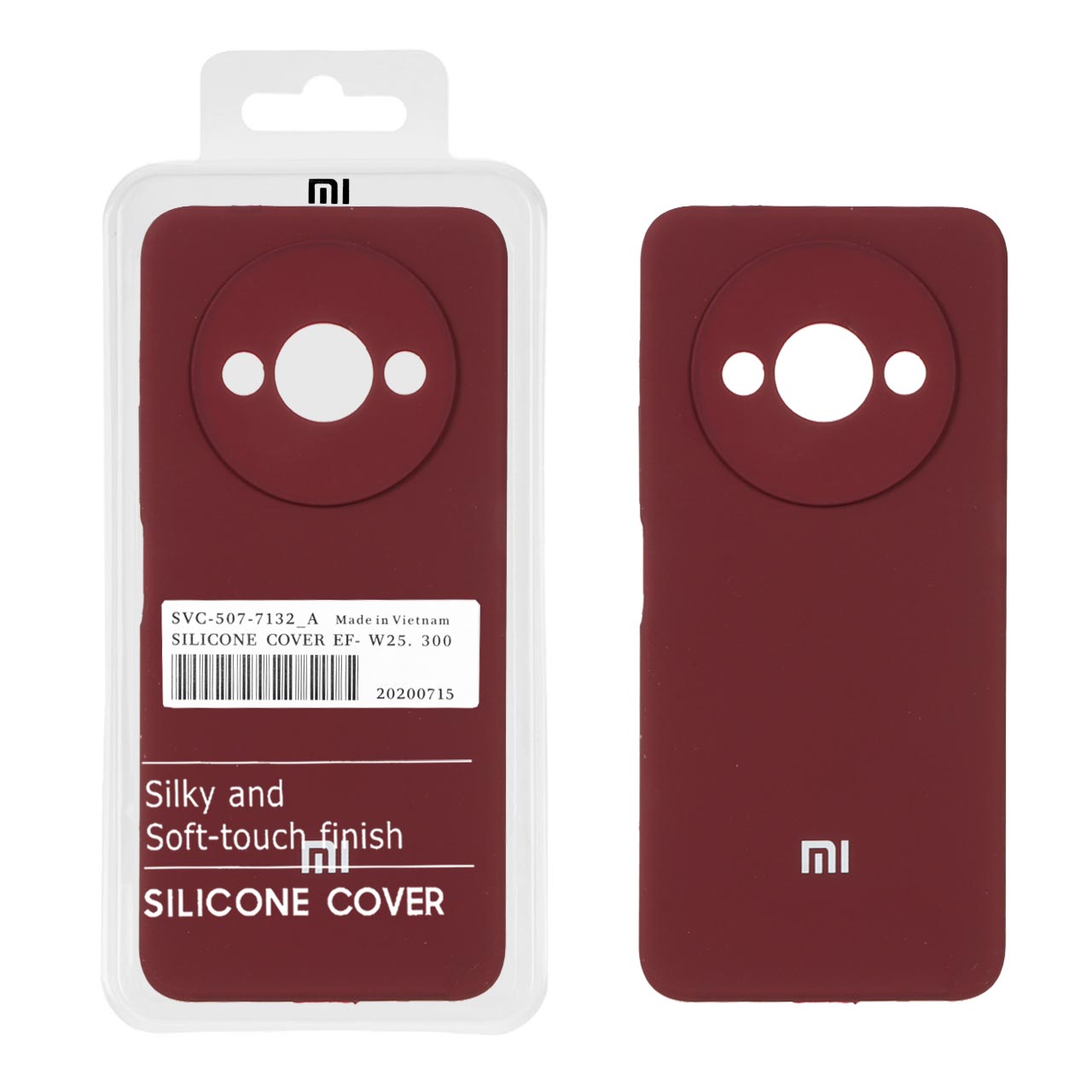 قاب سیلیکونی پاک کنی اورجینال درجه یک Xiaomi Redmi A3 / A3x / Poco C61 - زرشکی (پک اصلی)