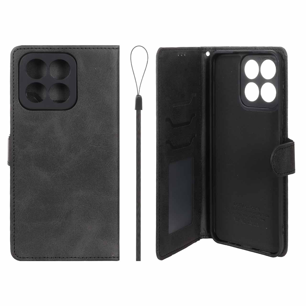 کیف موبایل مگنتی درجه یک داخل خز MNC Plus مشکی مناسب برای Honor X7c