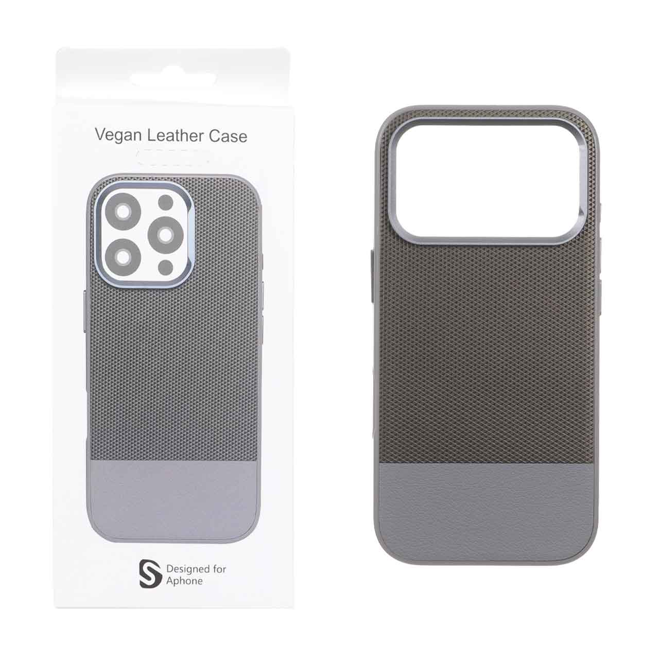 قاب اورجینال Vegan Leather Case چرمی دو تکه Apple iPhone 17 Pro - خاکستری 