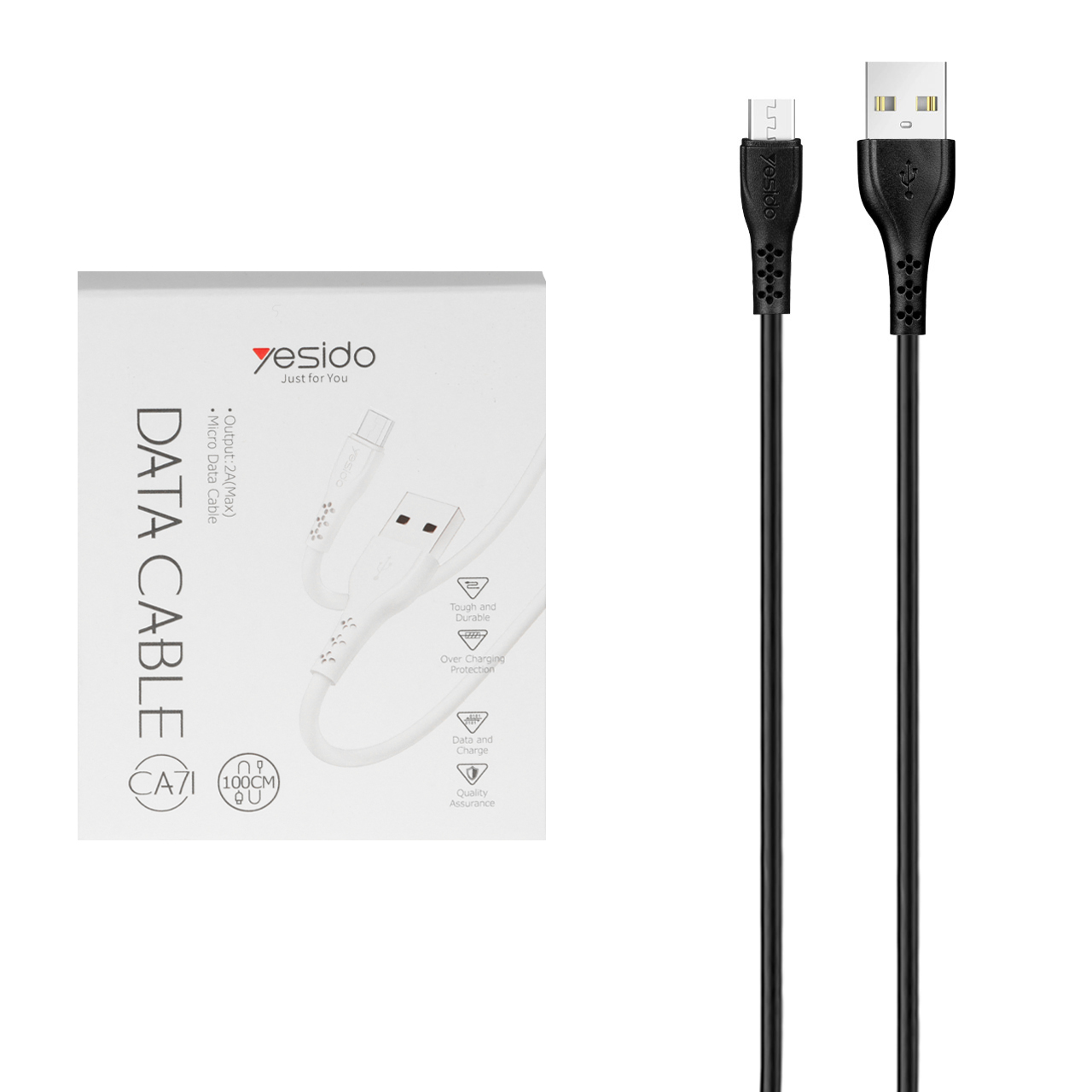 کابل شارژ و انتقال دیتای Micro USB یسیدو مدل CA71 مشکی