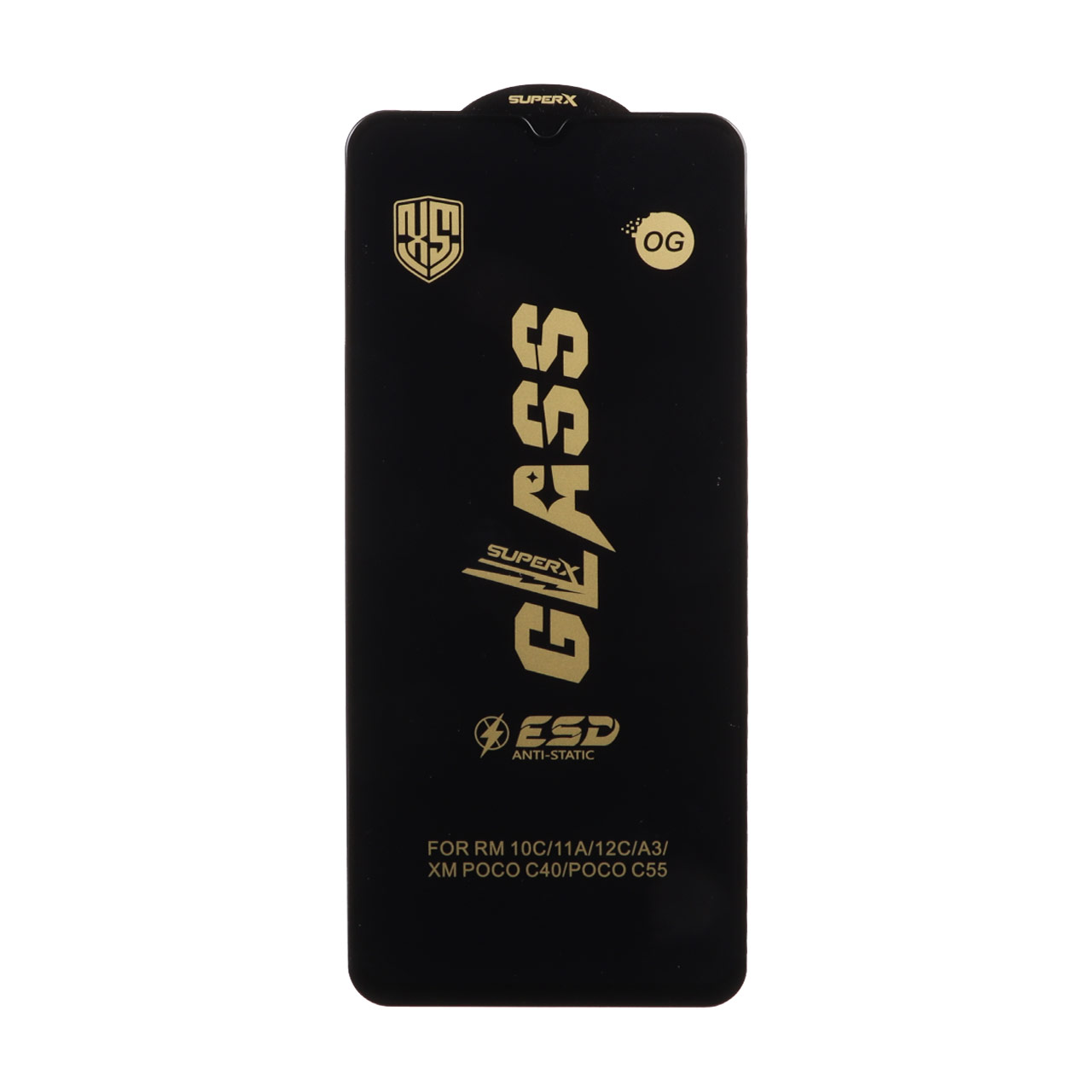 محافظ صفحه نمایش شیشه ای درجه یک Full Cover Super X OG - ESD OVOG مدل Xiaomi Redmi A3 / A3x / Redmi 10C / Redmi 12C / Redmi 11A / Redmi 10 Power / Poco C40 / Poco C55 / C61