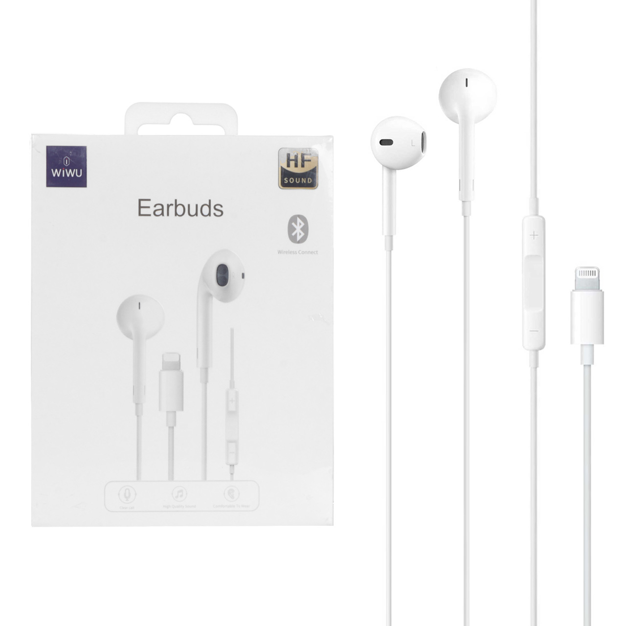 هندزفری با سیم با پورت آیفون Wiwu مدل Earbuds 302 - سفید