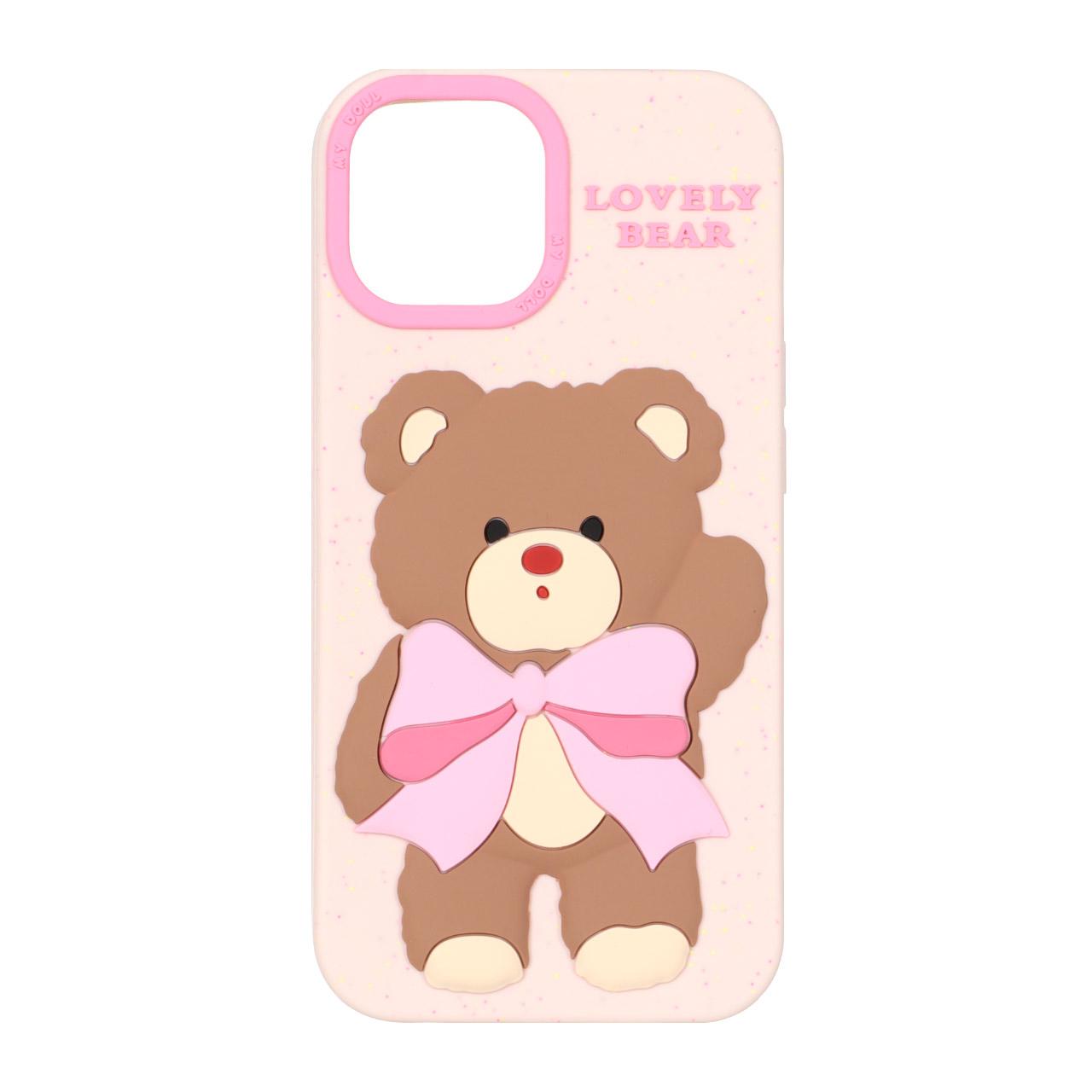 قاب سیلیکونی عروسک برجسته فانتزی Apple iPhone 15 / iPhone 14 / iPhone 13 - صورتی