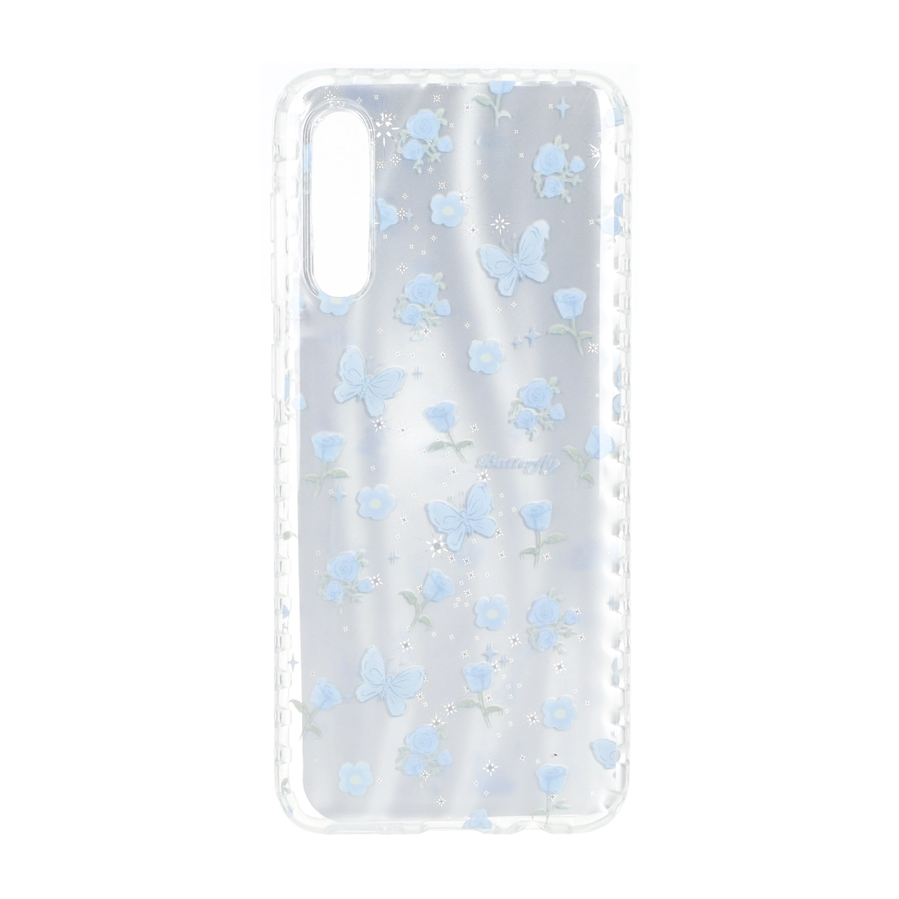 قاب طرح گل و پروانه مات دور ژله ای شفاف مناسب برای Samsung Galaxy A50 / A50s / A30s