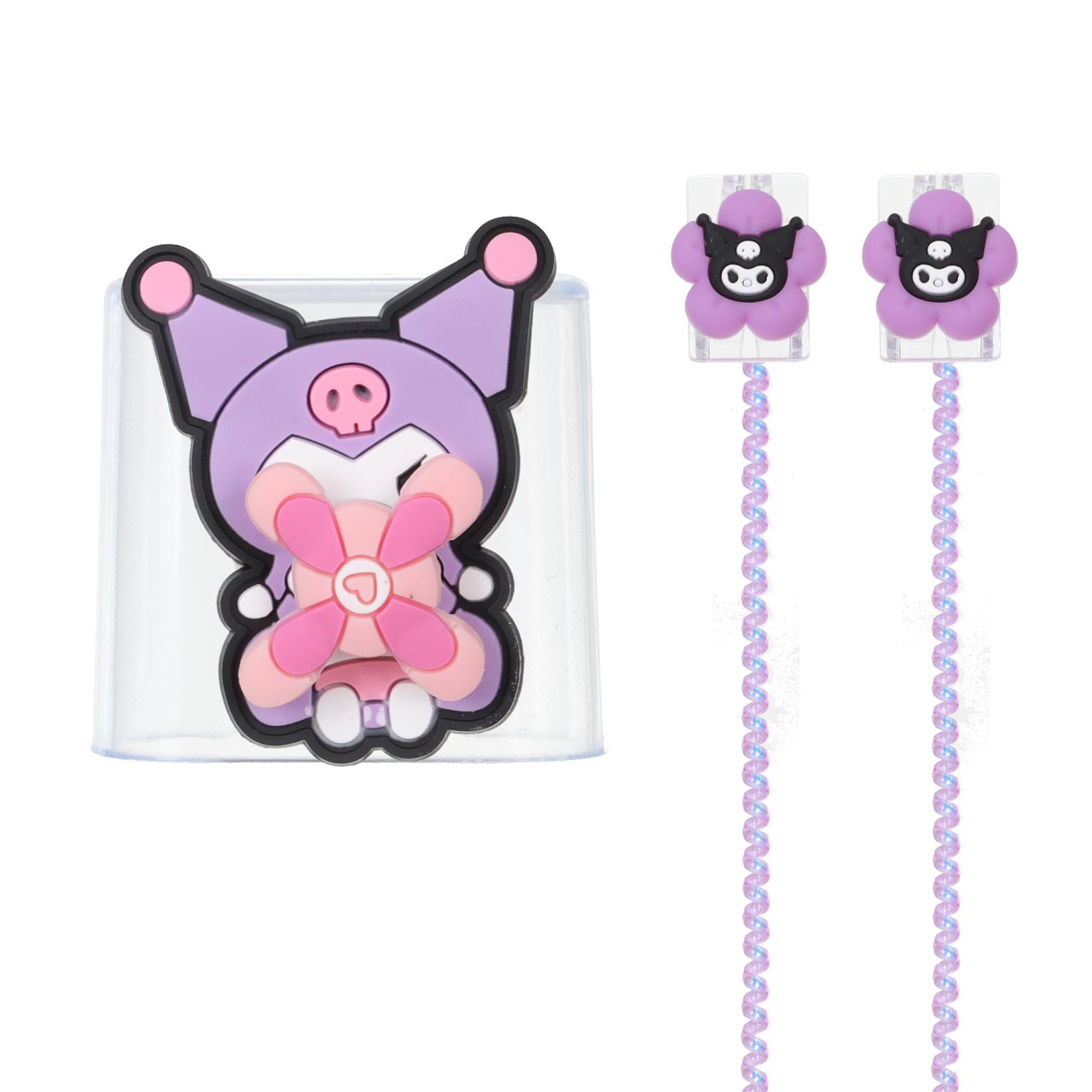 ست محافظ کابل و شارژر فانتزی اسپینری طرح Kuromi مناسب شارژر 25 وات سامسونگ