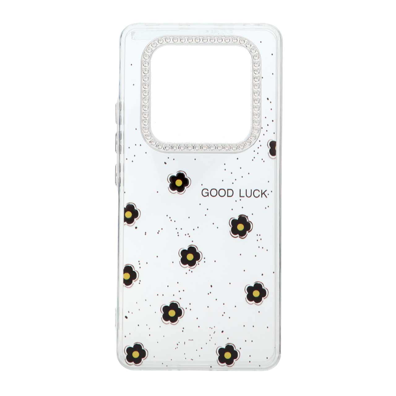 قاب شفاف ژله‌ای طرح گل Good Luck با محافظ لنز کروم مناسب برای شیائومی ردمی نوت 14 پرو 4G