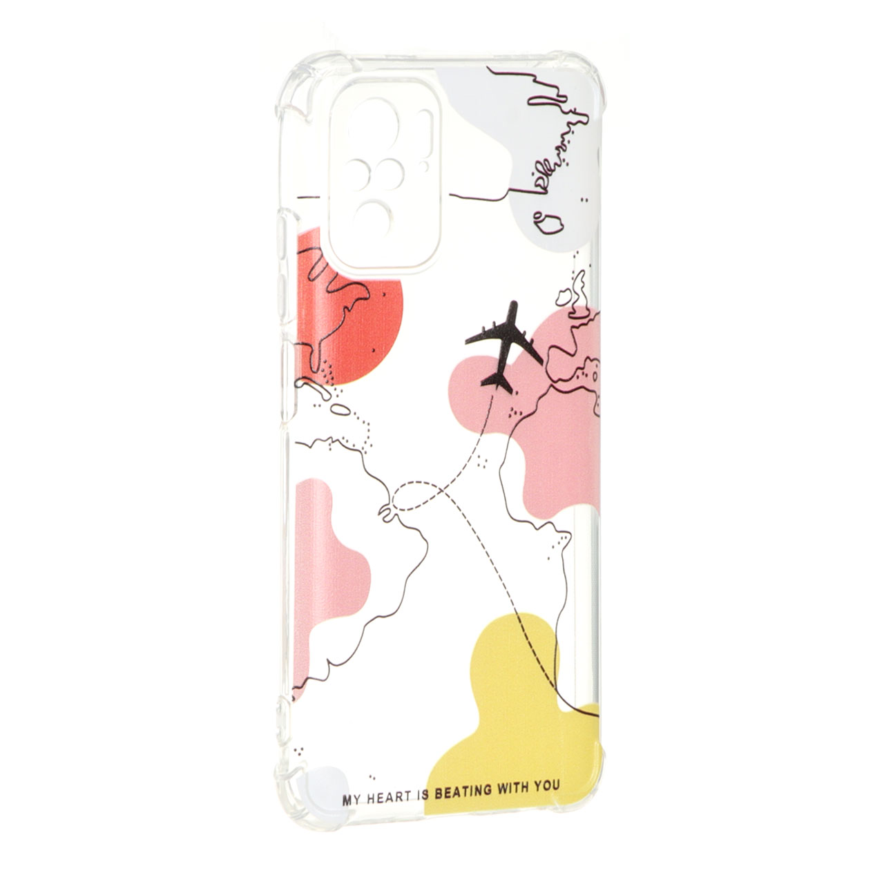 قاب ژله ای شفاف طرح Air Line نقشه جهان و هواپیما مناسب برای شیائومی ردمی نوت 10 4G، ردمی نوت 10 اس و پوکو ام 5 اس