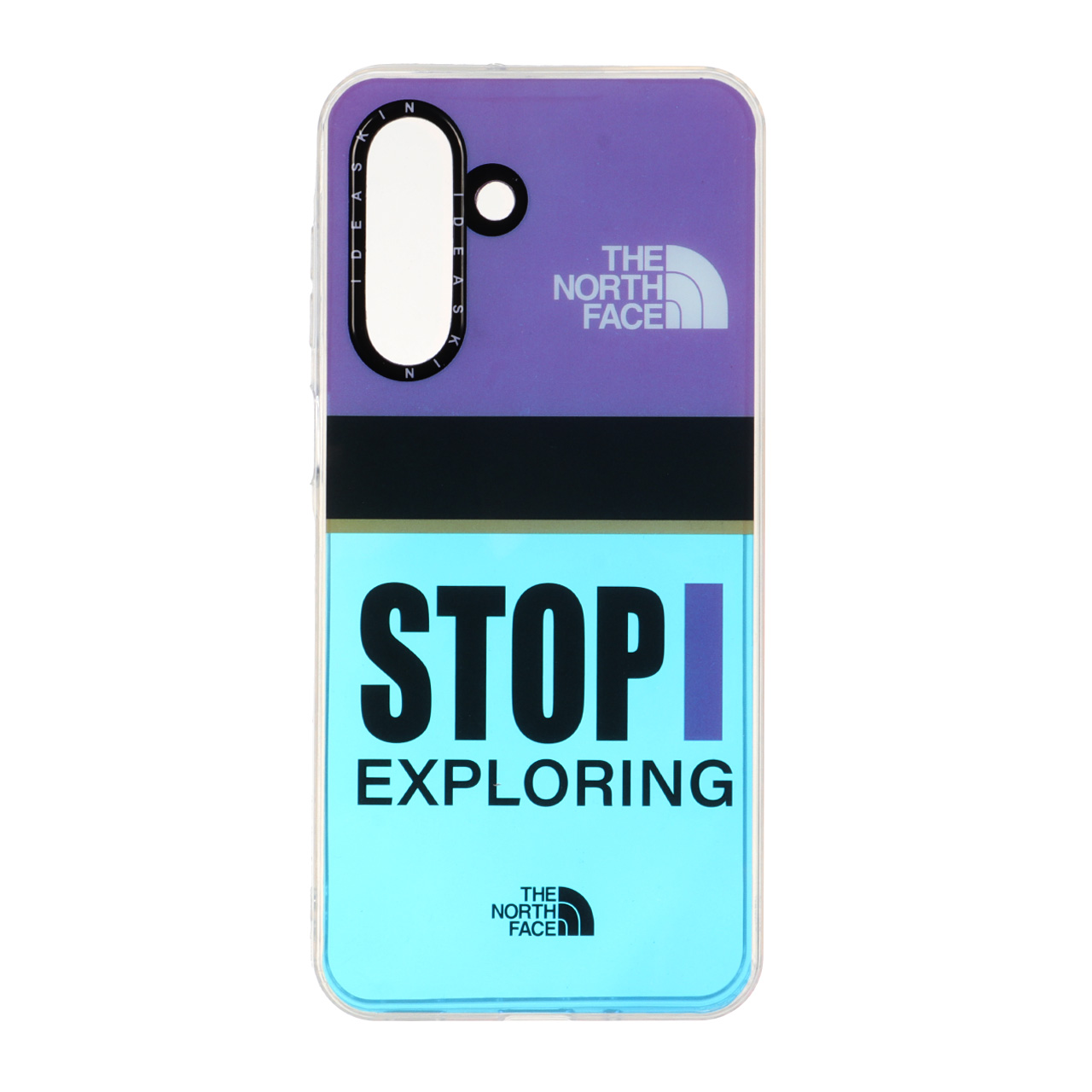قاب طرح The North Face با جمله STOP EXPLORING هولوگرامی مناسب برای سامسونگ گلکسی A17 و A26