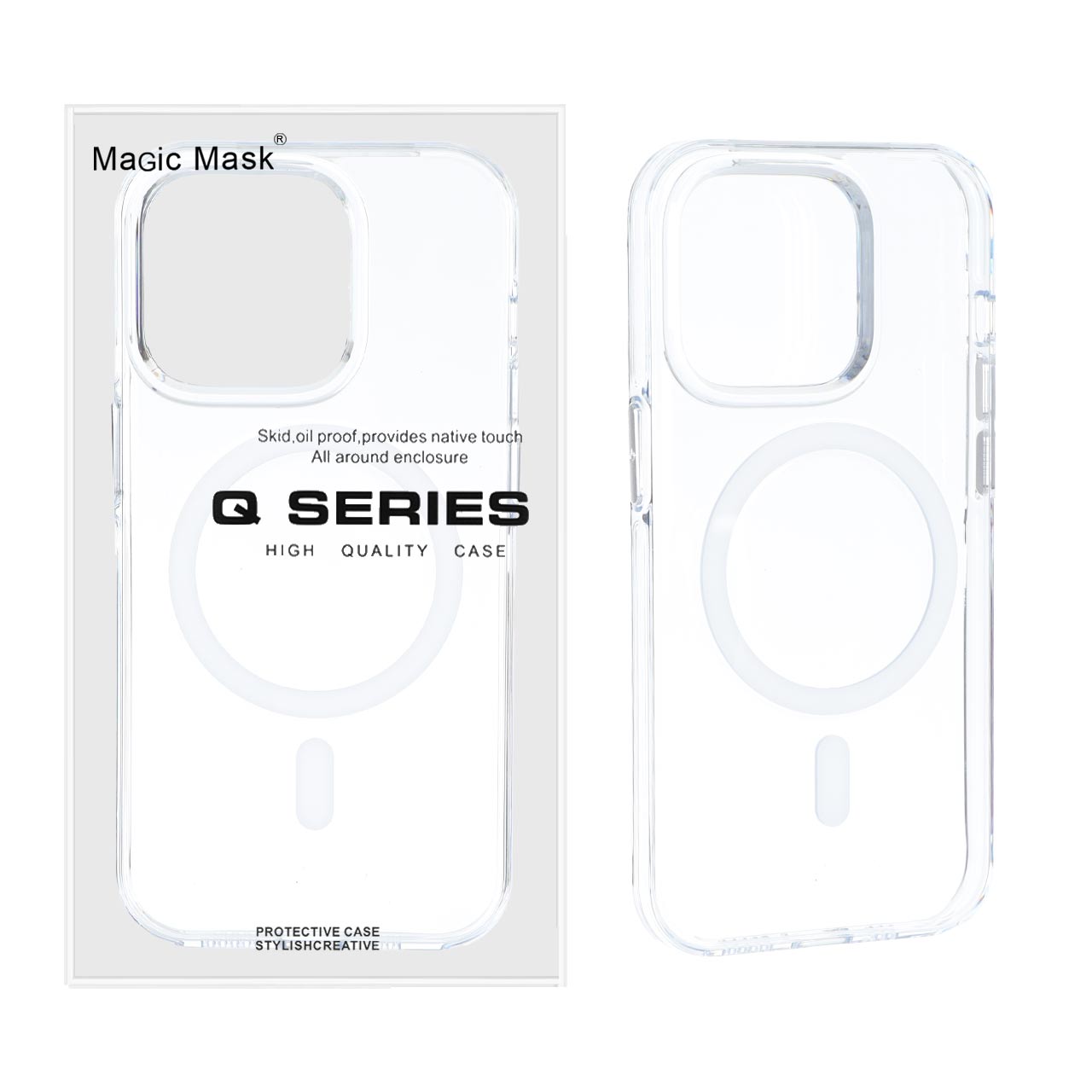 قاب اورجینال Magic Mask پشت سخت شفاف MagSafe مدل Apple iPhone 14 Pro (پک دار)