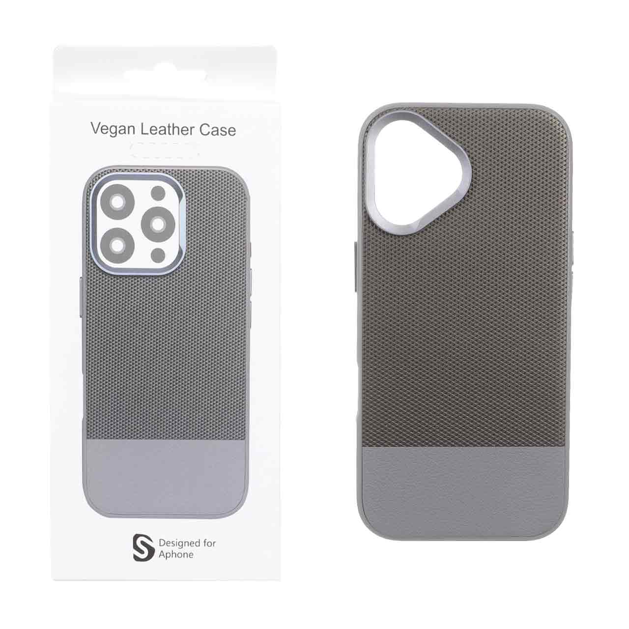 قاب اورجینال Vegan Leather Case چرمی دو تکه Apple iPhone 17 - خاکستری