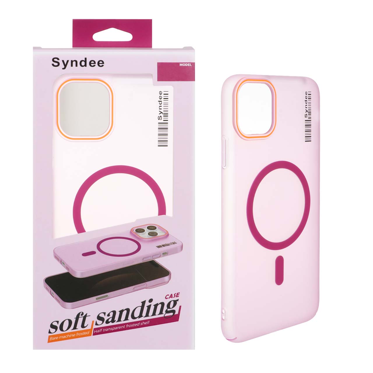 قاب اورجینال Syndee پشت مات MagSafe مدل Apple iPhone 11 Pro Max - سرخابی (پک دار )