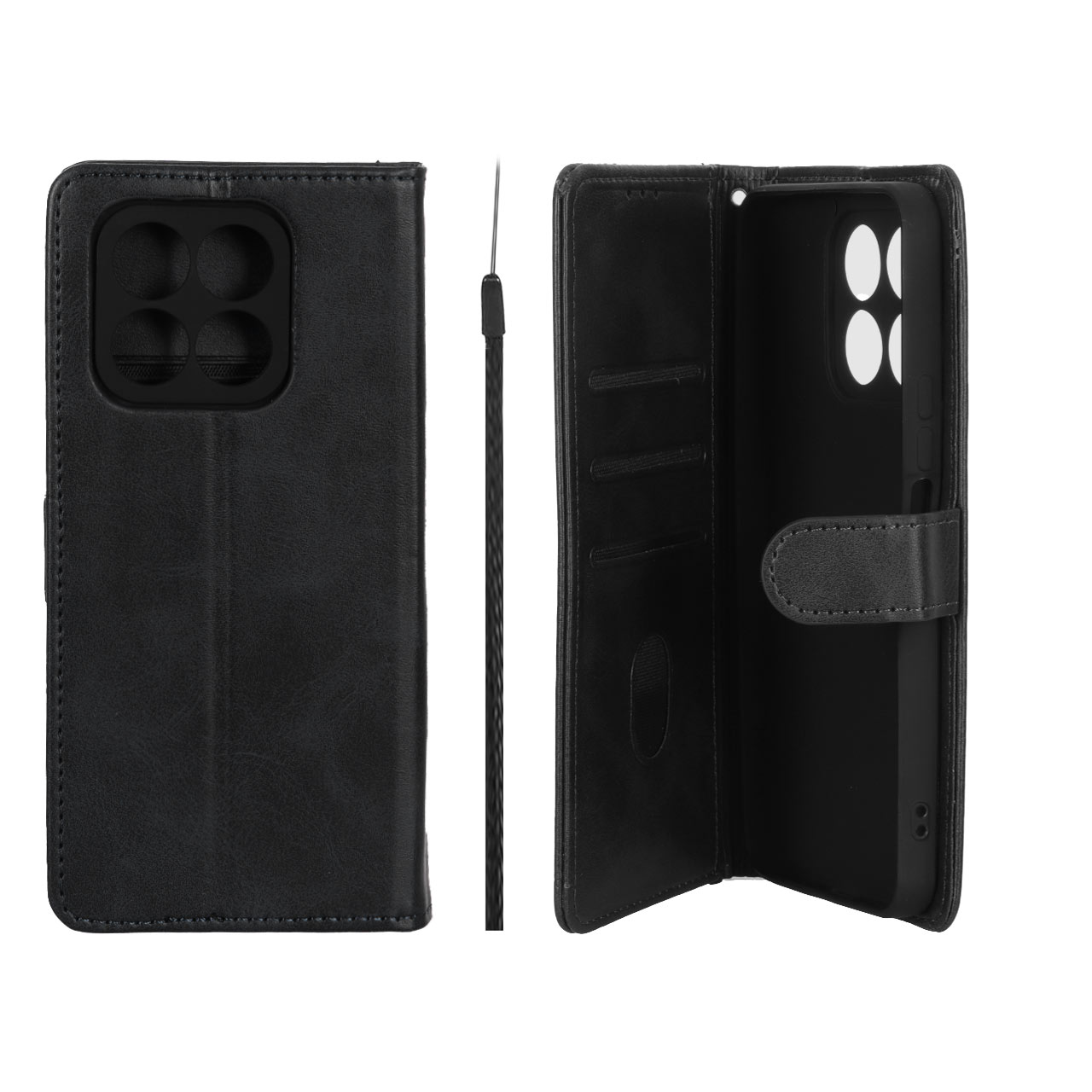 کیف کلاسوری مگنتی Crystal داخل مخمل مناسب برای گوشی Honor X8a مشکی