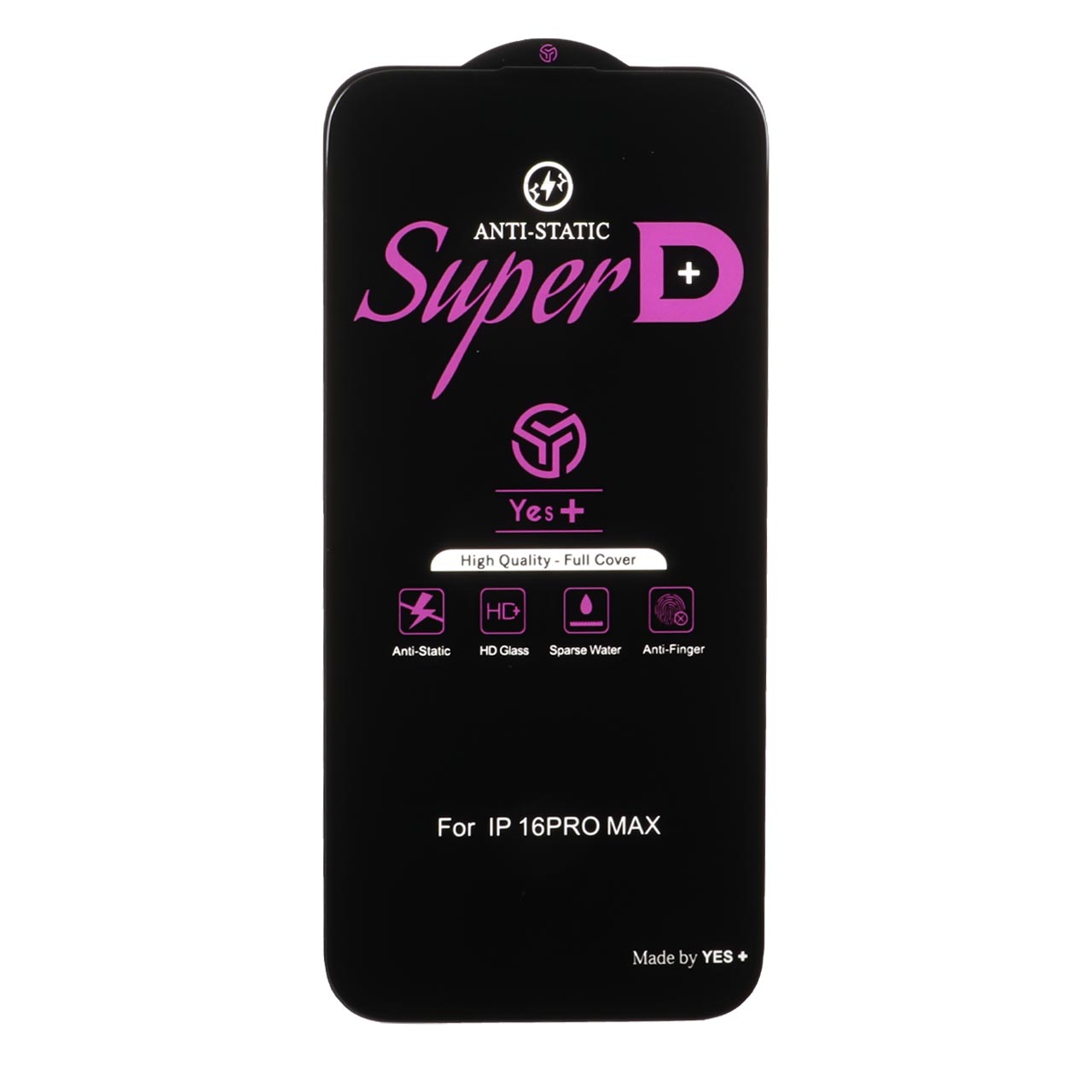 محافظ صفحه نمایش شیشه‌ای Super D Anti Static فول کاور یس پلاس مناسب برای آیفون ۱۶ پرو مکس