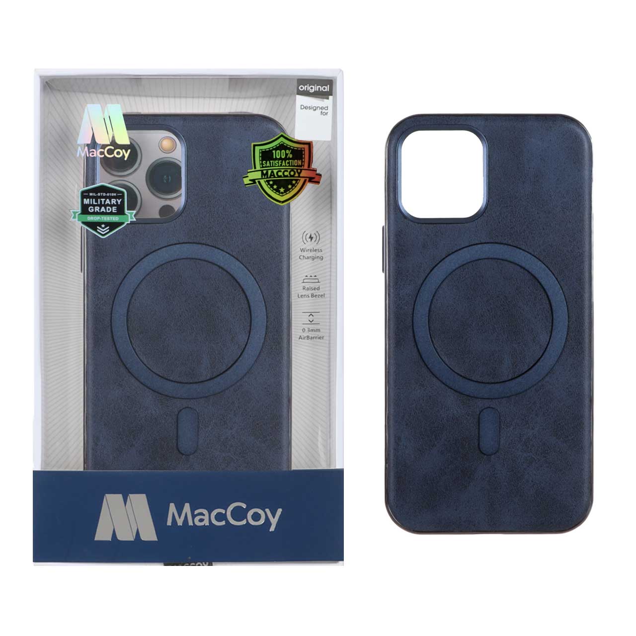 قاب اورجینال MacCoy چرمی Magsafe Military مدل Apple iPhone 12 Pro Max - سرمه ای