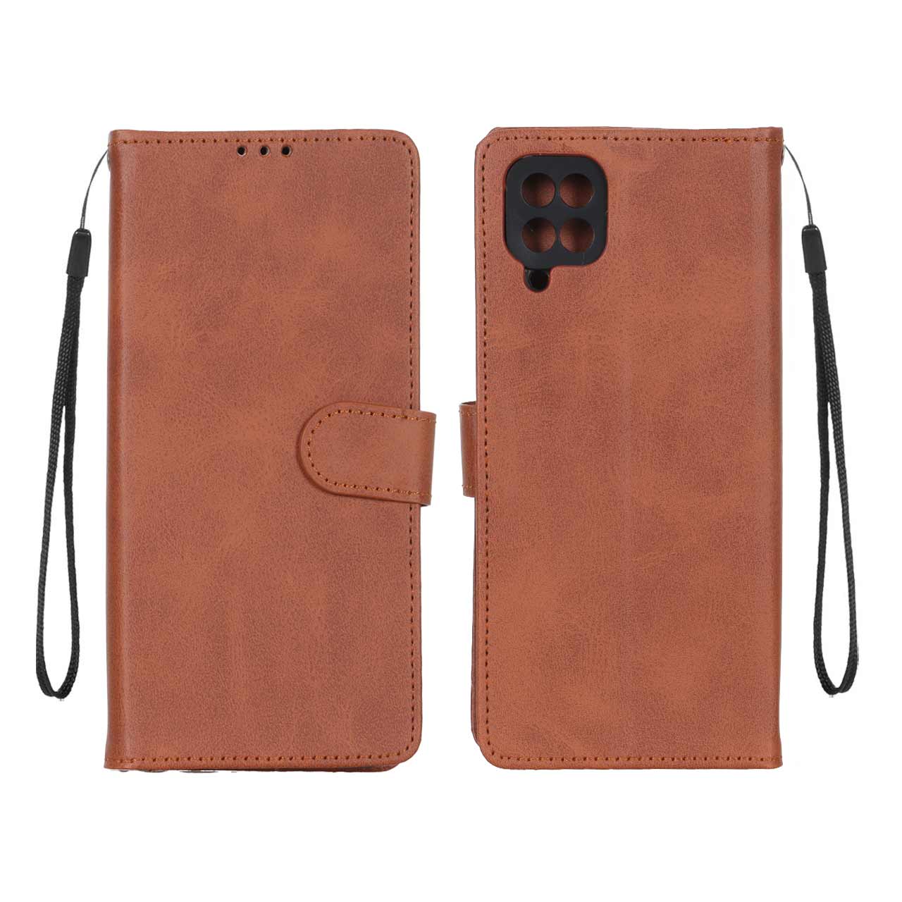 کیف موبایل مگنتی چرمی قهوه ای روشن مناسب برای سامسونگ گلکسی A12, M12 و F12