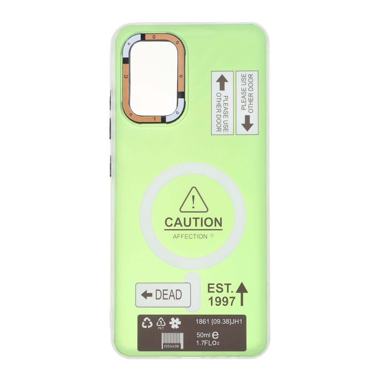 قاب طرح Caution دور مات مگ سیف سبز مناسب برای سامسونگ گلکسی A32 4G