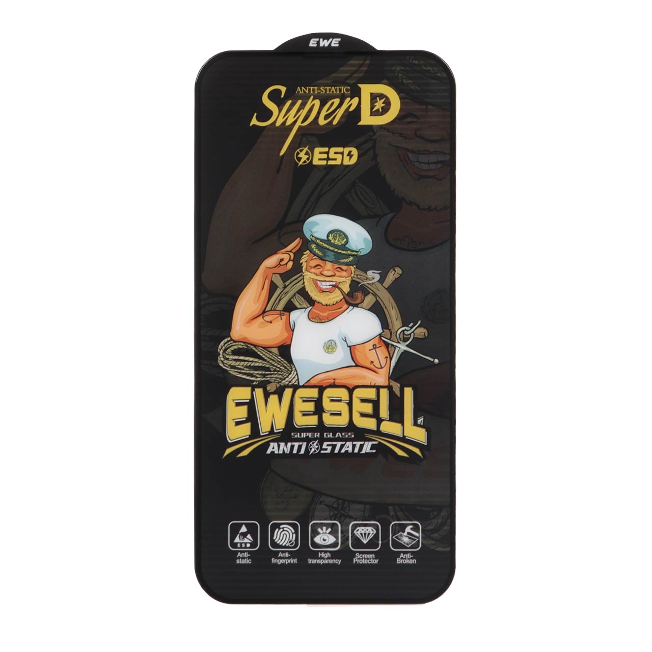 محافظ صفحه نمایش شیشه‌ای فول کاور Super D ESD Ewesell مناسب برای آیفون 13 پرو مکس