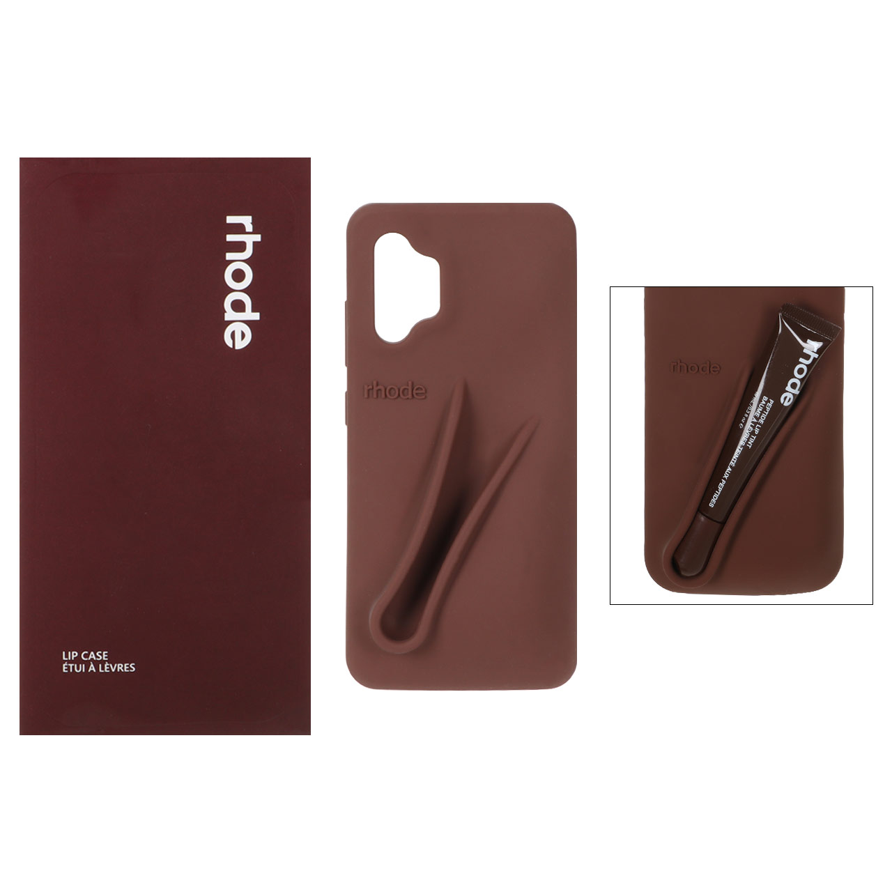 قاب سیلیکونی پاک کنی اورجینال rhode با ست لیپ گلاس Samsung Galaxy A32 4G - قهوه ای