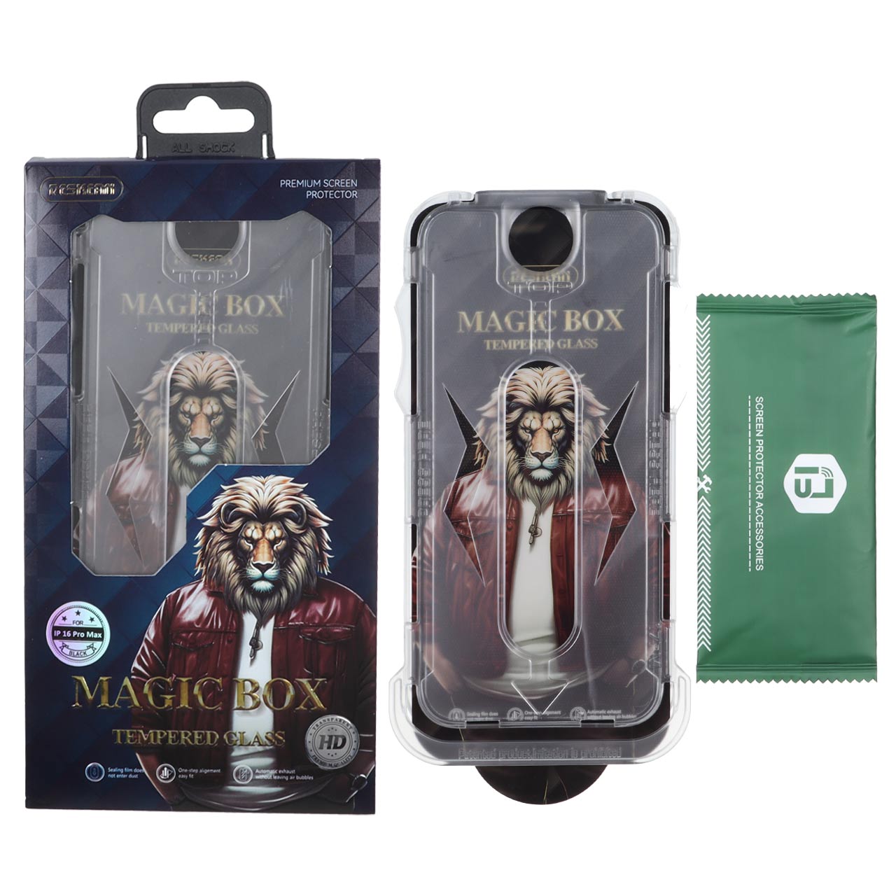 محافظ صفحه نمایش شیشه ای RESKEAN مدل Magic Glass Box مناسب برای آیفون 16 پرو مکس