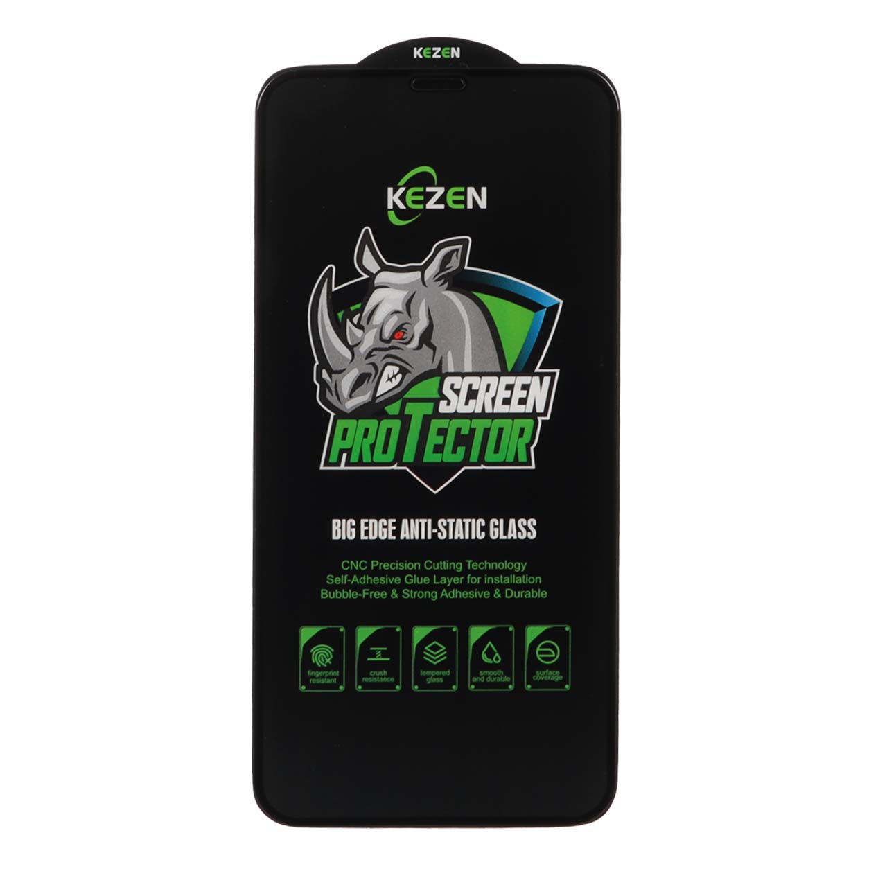 محافظ صفحه نمایش شیشه ای فول کاور Kezen مدل Anti Static Big Edge مناسب برای آیفون 11 پرو، آیفون XS و آیفون X