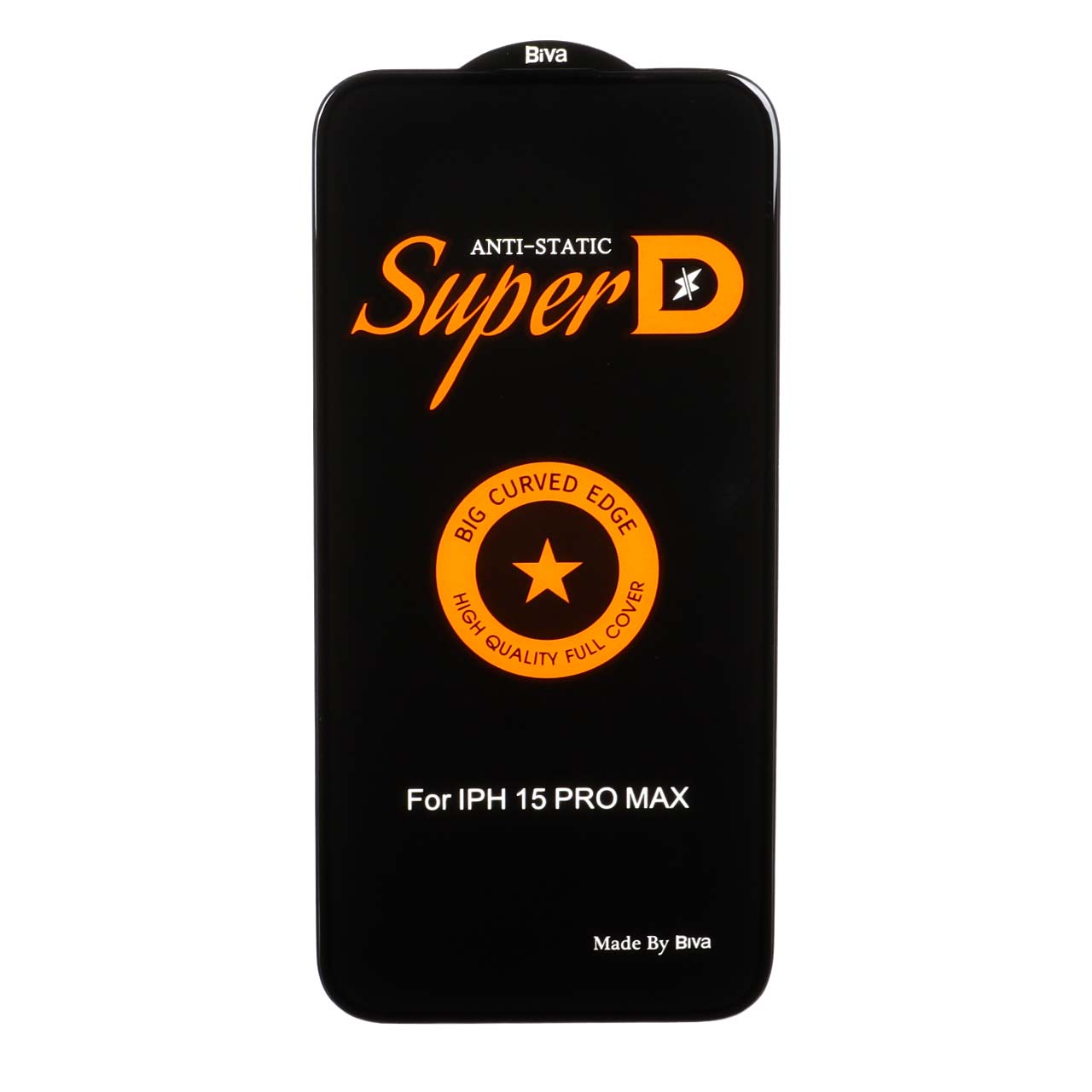 محافظ صفحه نمایش شیشه‌ای فول کاور Super D Biva مناسب برای آیفون ۱۵ پرو مکس