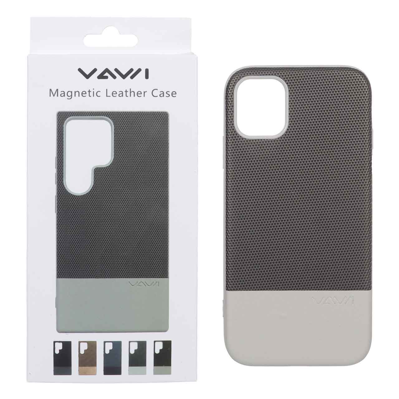 قاب چرمی دو تکه MagSafe طرح Vawi طوسی مناسب برای آیفون 11