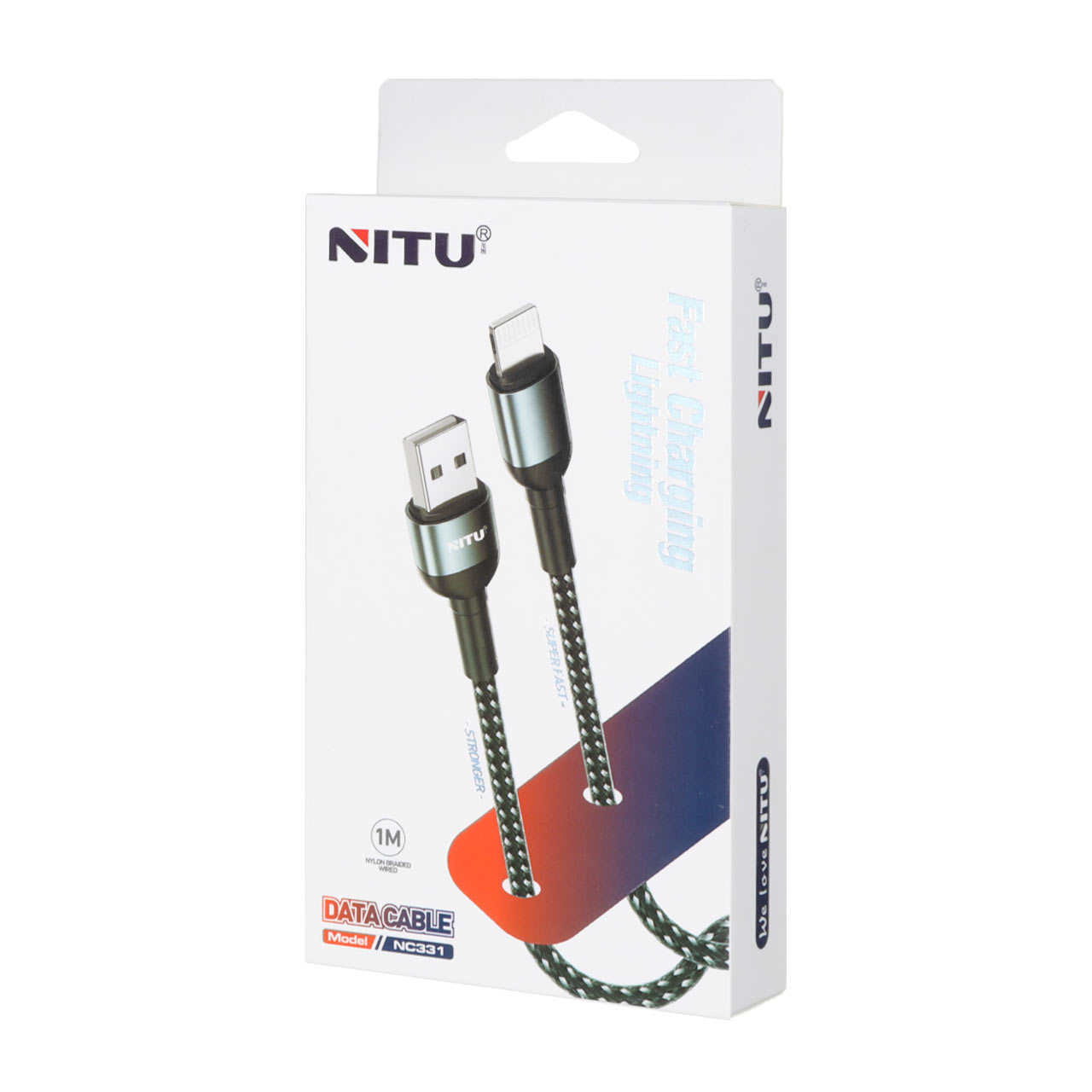 کابل شارژ و دیتا فست لایتنینگ Nitu مدل NC331 با روکش کنفی 1 متری مناسب آیفون