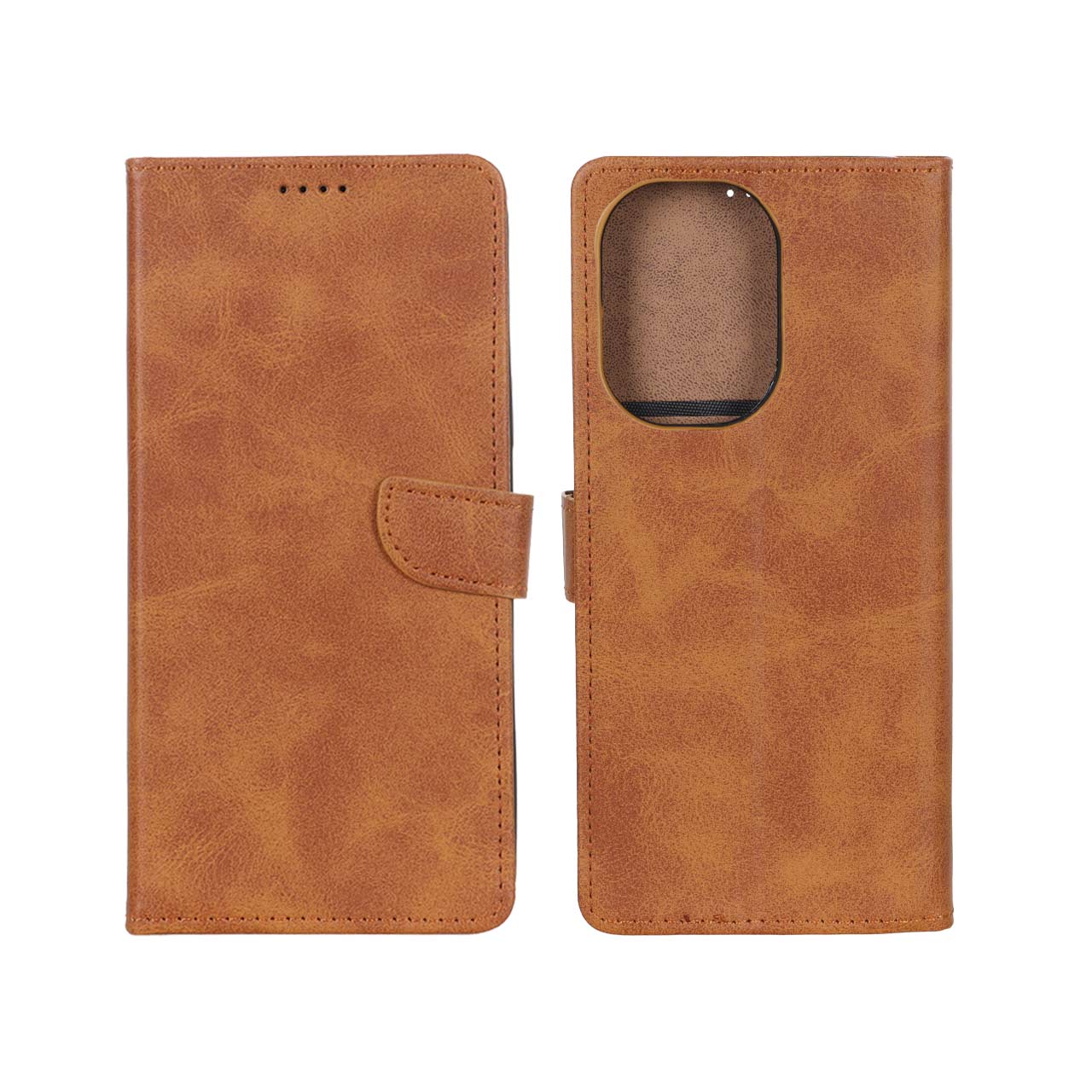 کیف چرمی مگنتی طرح ساده رنگ عسلی مناسب برای شیائومی ردمی A5 و پوکو C71