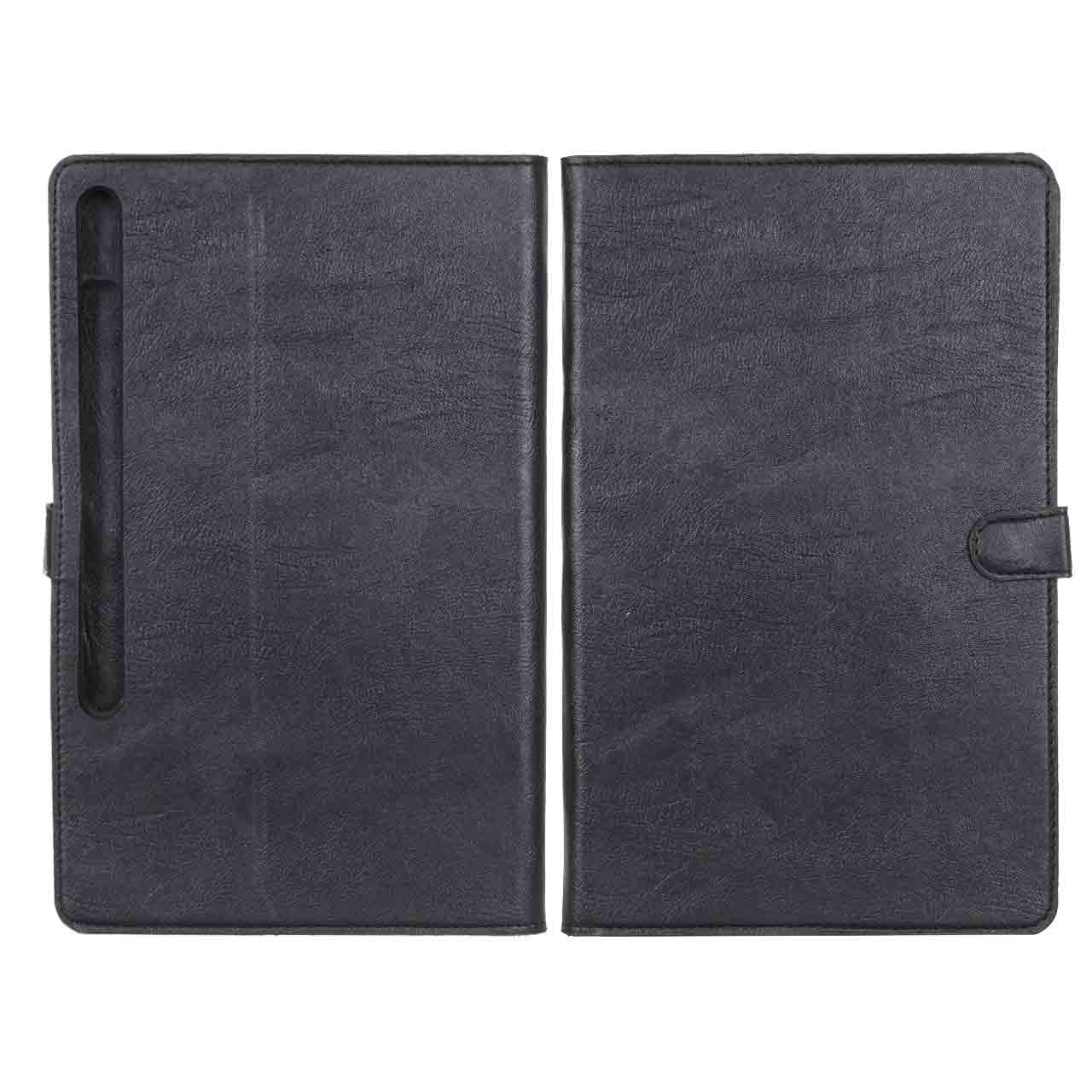 کیف تبلت چرمی ساده مشکی مناسب برای Samsung Galaxy TAB S9 Plus 5G