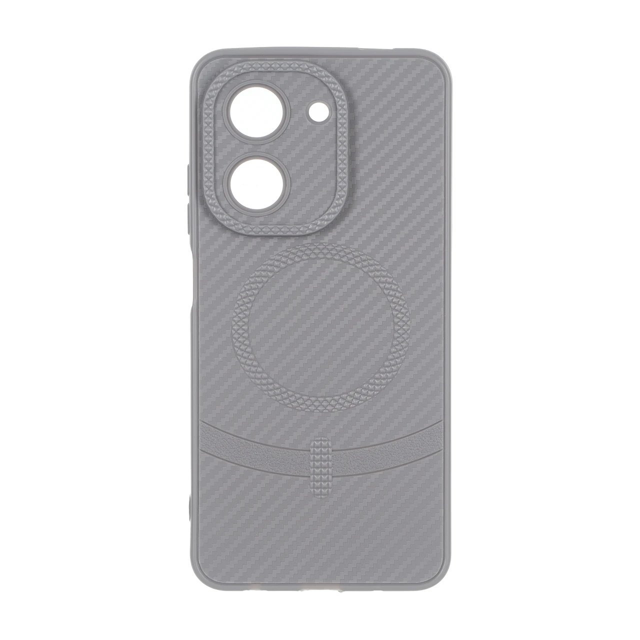 قاب هاشور لنز برجسته طرح مگ سیف سوزنی Xiaomi Redmi A5 / Poco C71 - طوسی