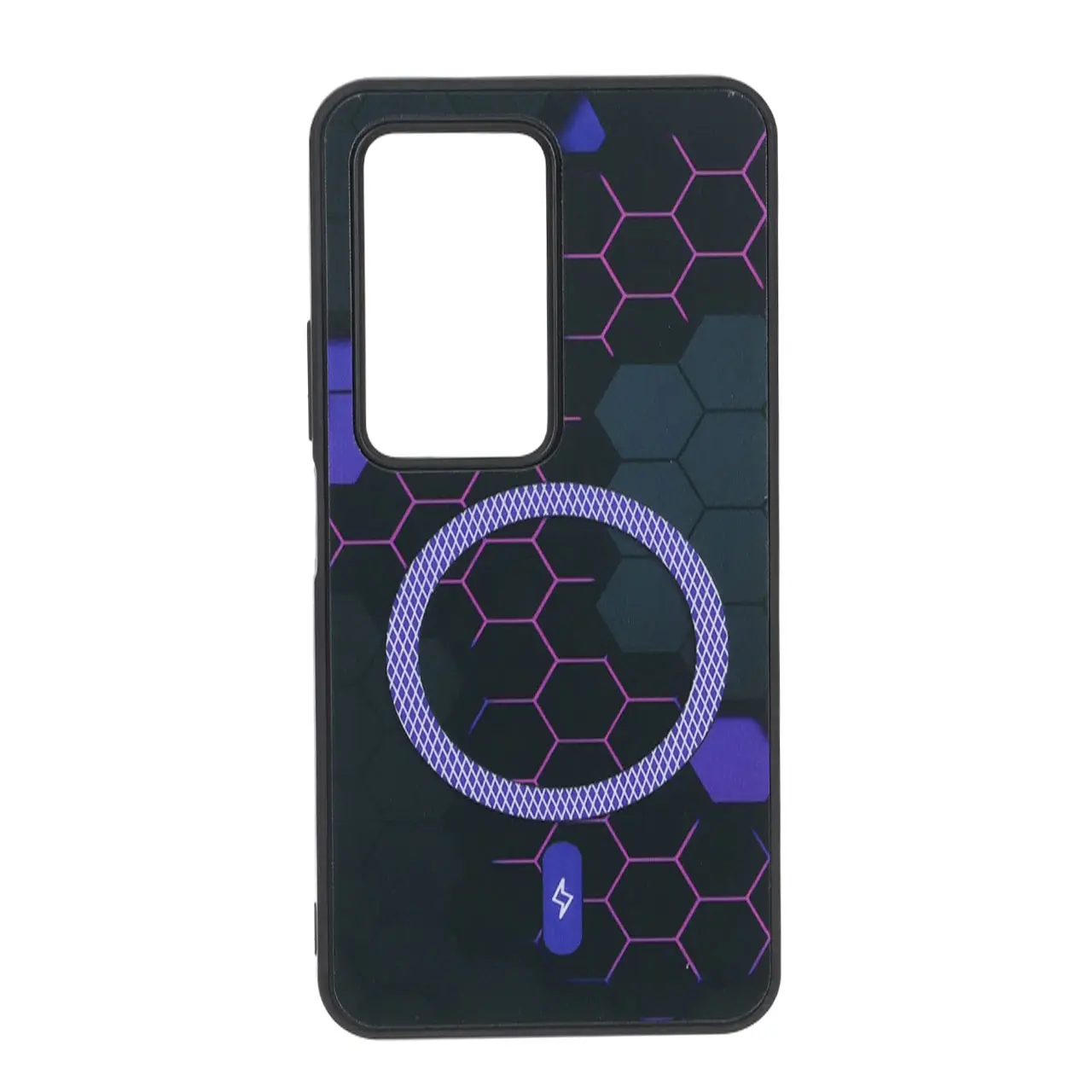 قاب طرح Hexagon مگ سیف هاشور دار بنفش مناسب برای شیائومی ردمی 15 4G
