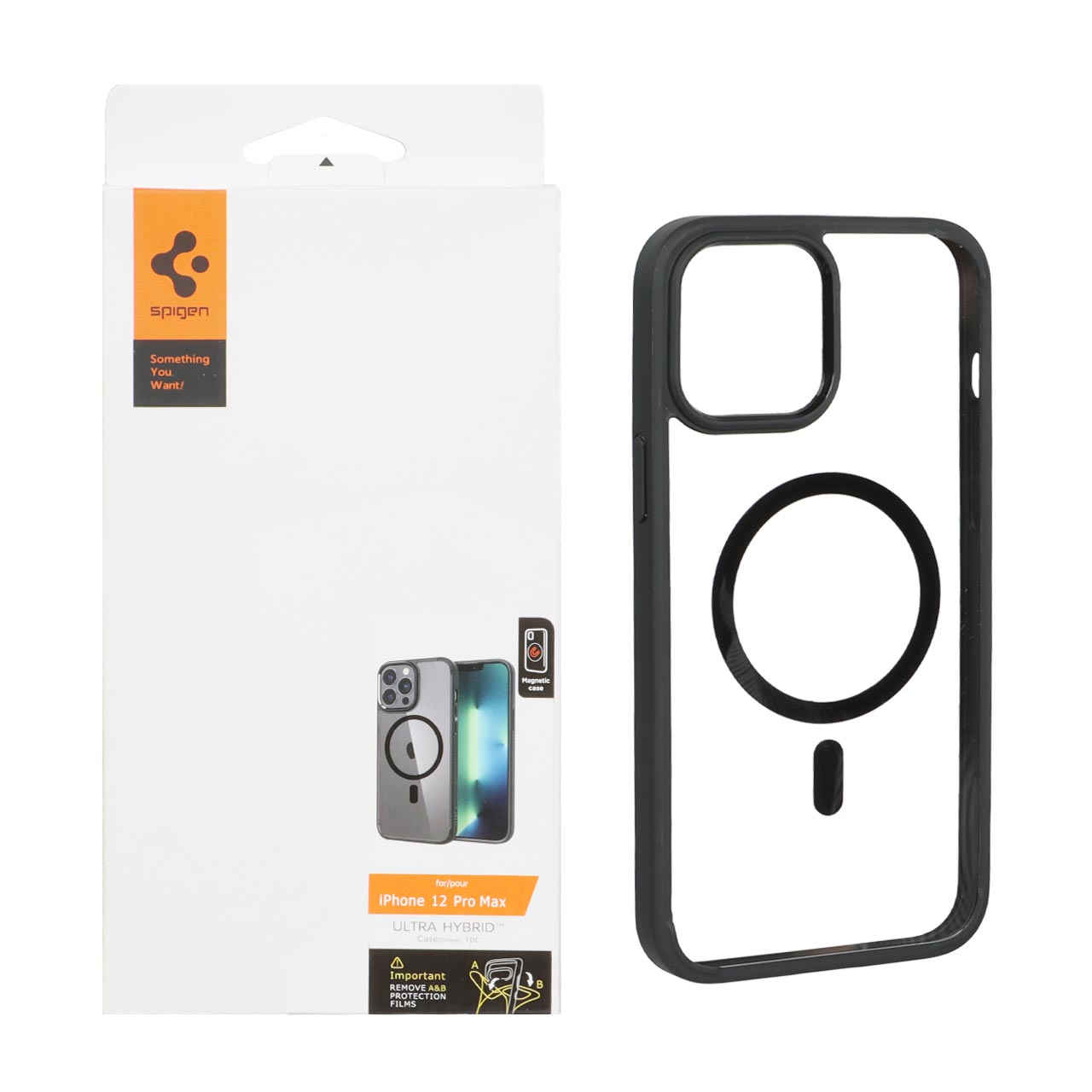 قاب Spigen شفاف مگ‌سیف اورجینال مدل Ultra Hybrid مناسب برای آیفون ۱۲ پرو مکس