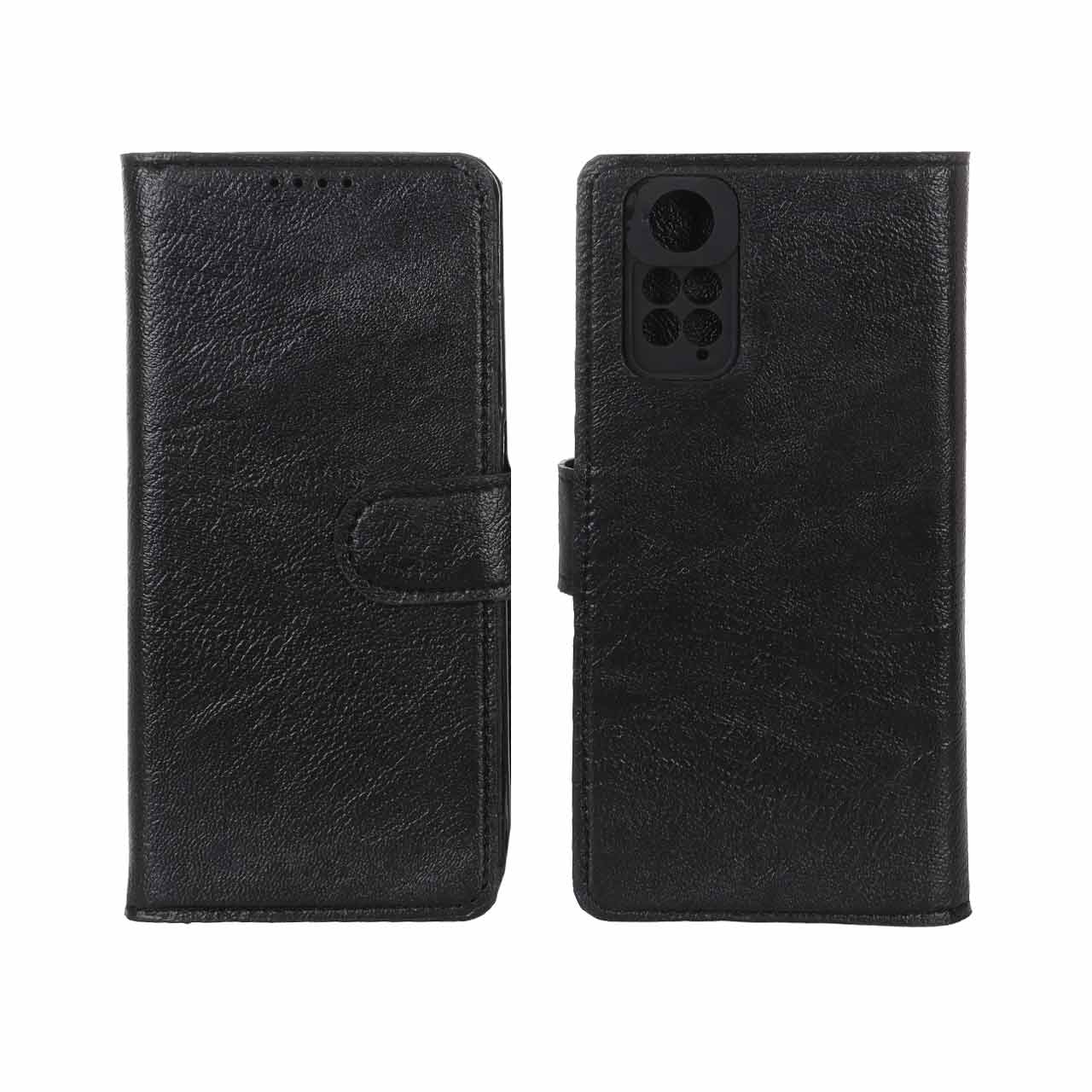 کیف موبایل چرمی مگنتی محافظ لنزدار Xiaomi Redmi Note 11 4G / Redmi Note 11S - مشکی
