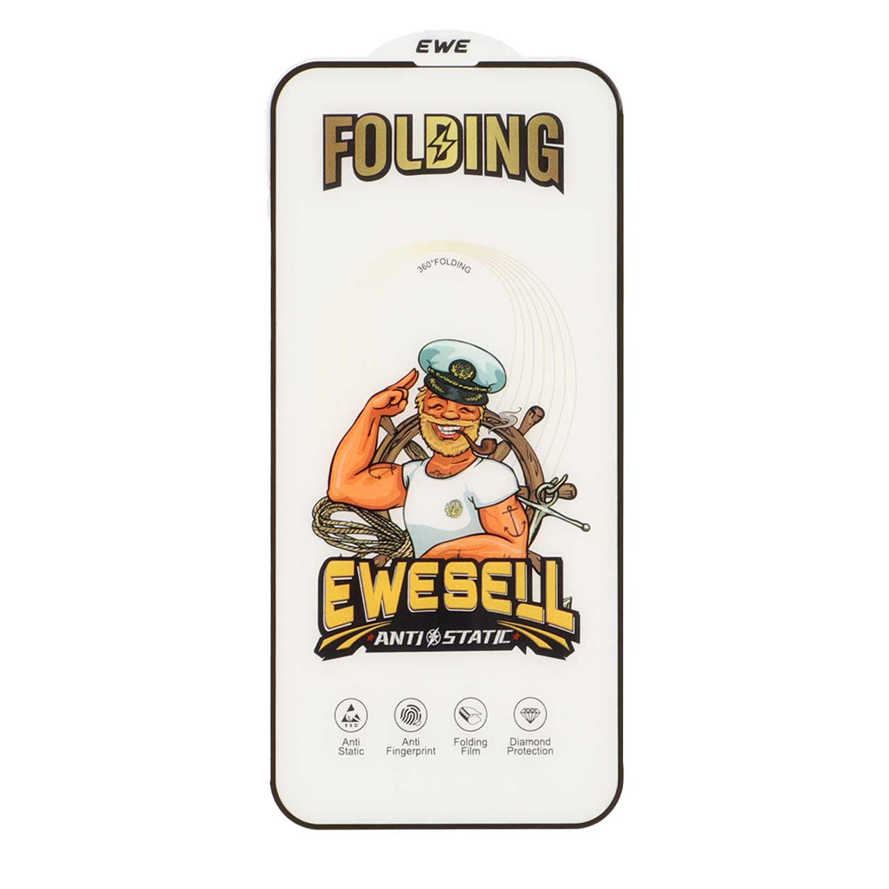 محافظ صفحه نمایش شیشه ای فول کاور Ewesell Anti Static Folding مناسب برای آیفون 16 پرو مکس