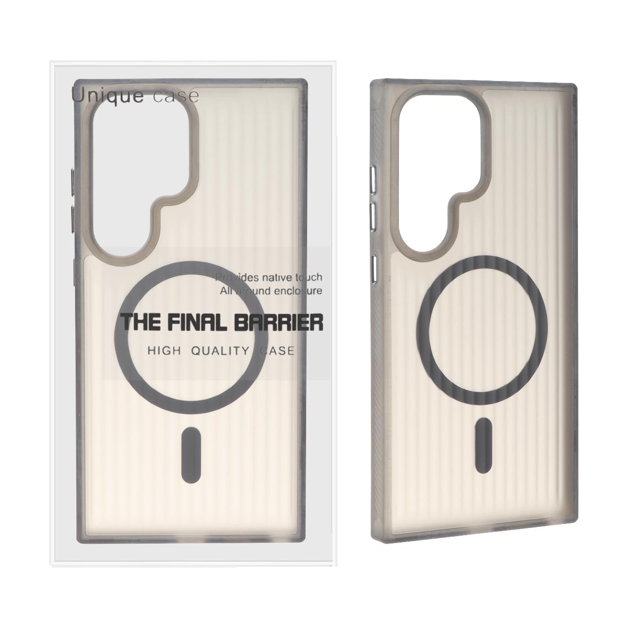 قاب اورجینال Unique Case کرکره ای مات MagSafe مدل Samsung Galaxy S24 Ultra - دودی (پک دار)
