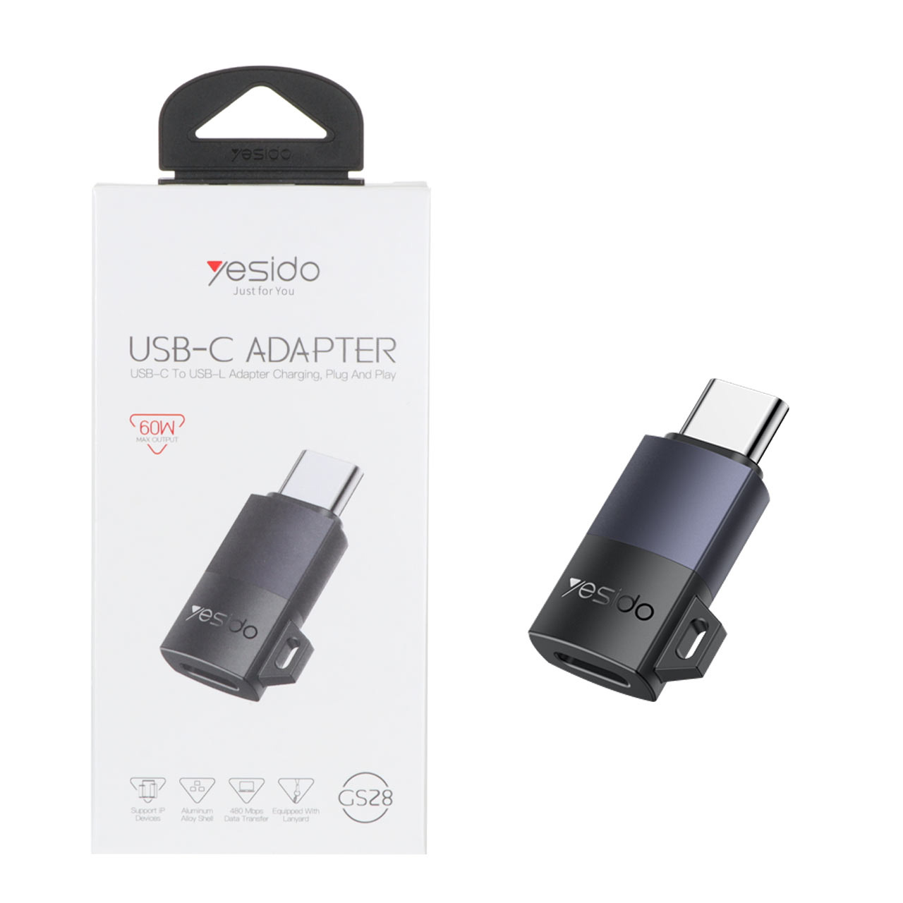 تبدیل Type-C به لایتنینگ یسیدو مدل GS28 با توان 60 وات