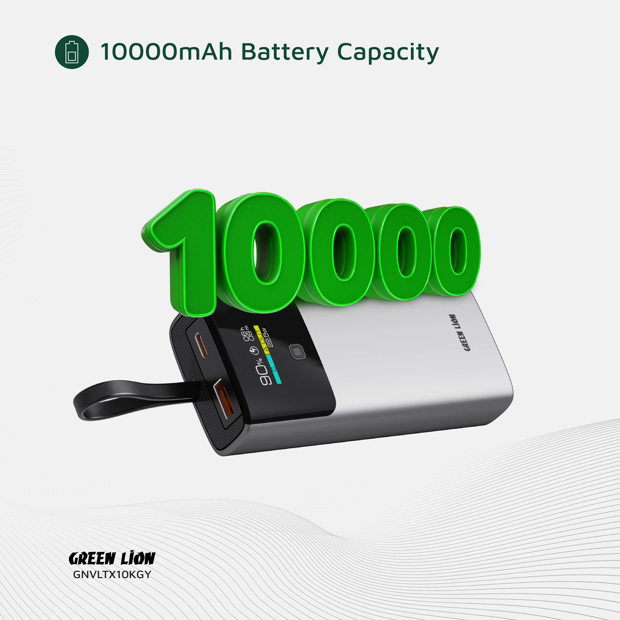 پاوربانک فست شارژ 20 واتی گرین لاین مدل VOLTIX GNVLTX10KGY با ظرفیت 10000 میلی آمپر ساعت - خاکستری