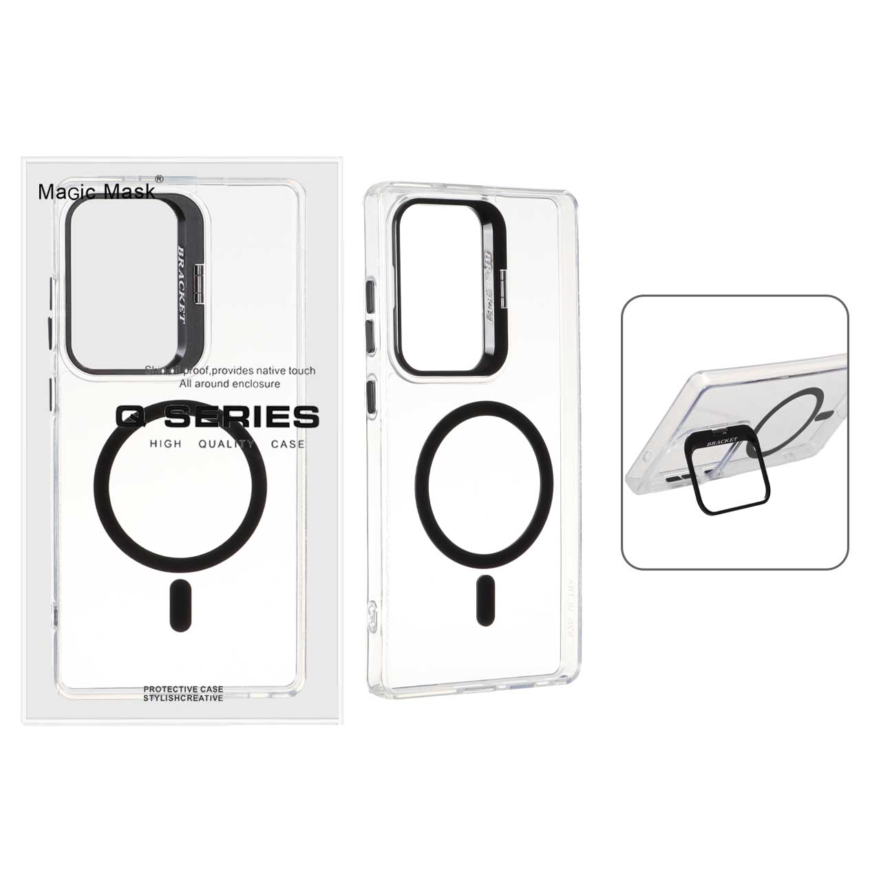 قاب Q Series Bracket کریستالی مگ‌سیف لنز استندشو مناسب برای سامسونگ گلکسی S25 الترا