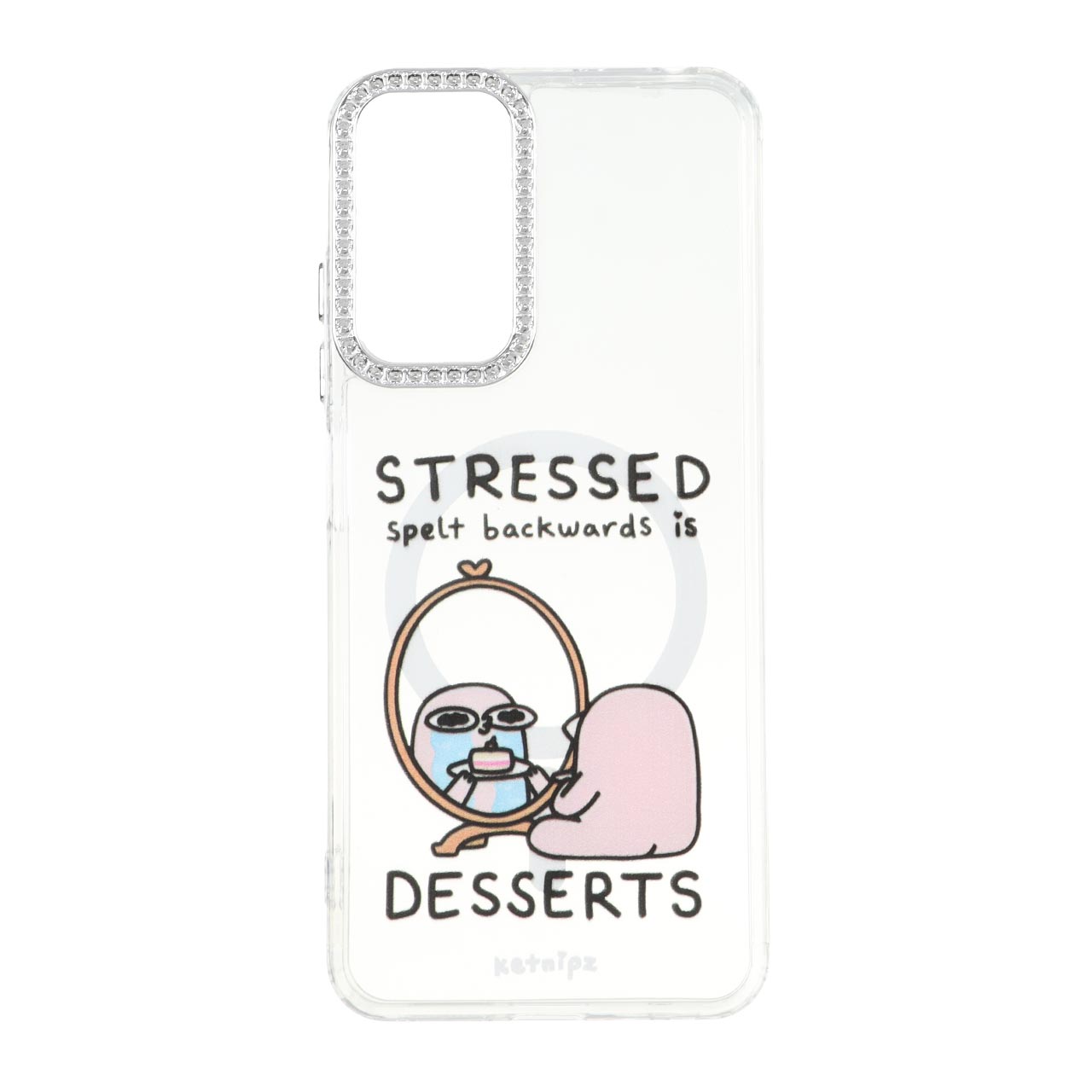 قاب ژله ای شفاف طرح STRESSED IS DESSERTS با حلقه مگ سیف و دور لنز نگین دار مناسب برای شیائومی ردمی نوت ۱۲ اس، ردمی نوت ۱۱ و ردمی نوت ۱۱ اس